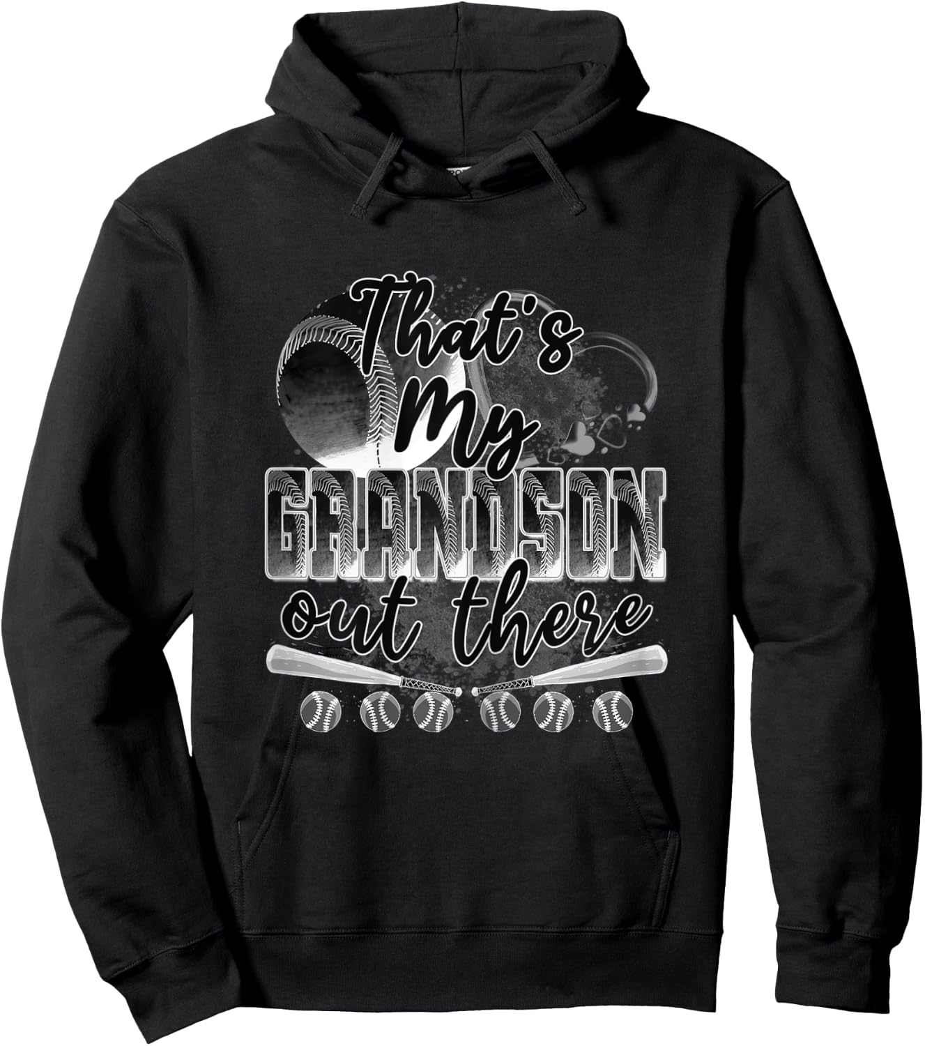 That's My Grandson Out There Gifts Women Baseball Grandma Hoodie - Hoodie | Black
