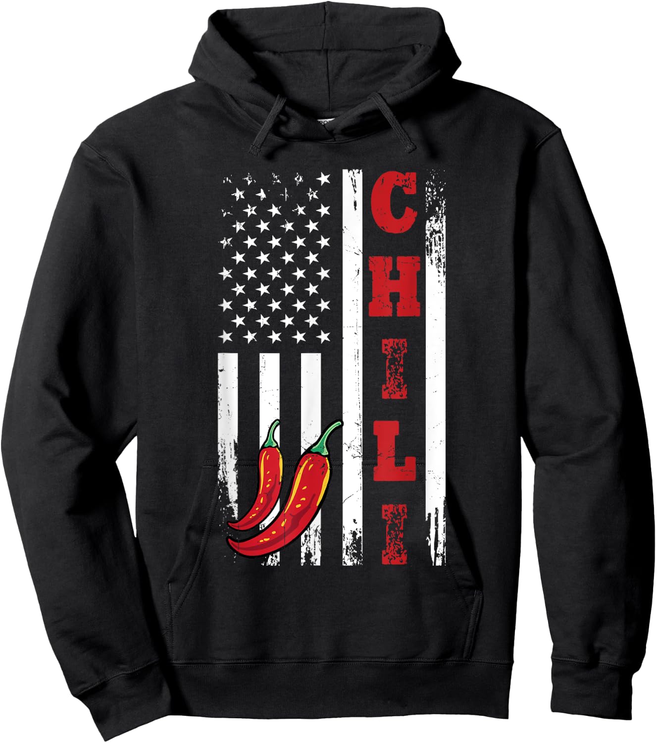 America Chili USA Flag Spicy Red Pepper 4th Of July Hoodie - Hoodie | Black