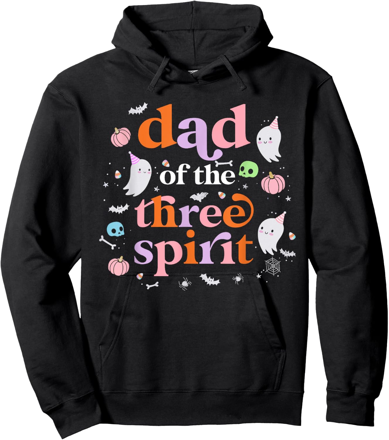 Dad of The Three Spirit Halloween 3rd Bday Boy Ghost Hoodie - Hoodie | Black
