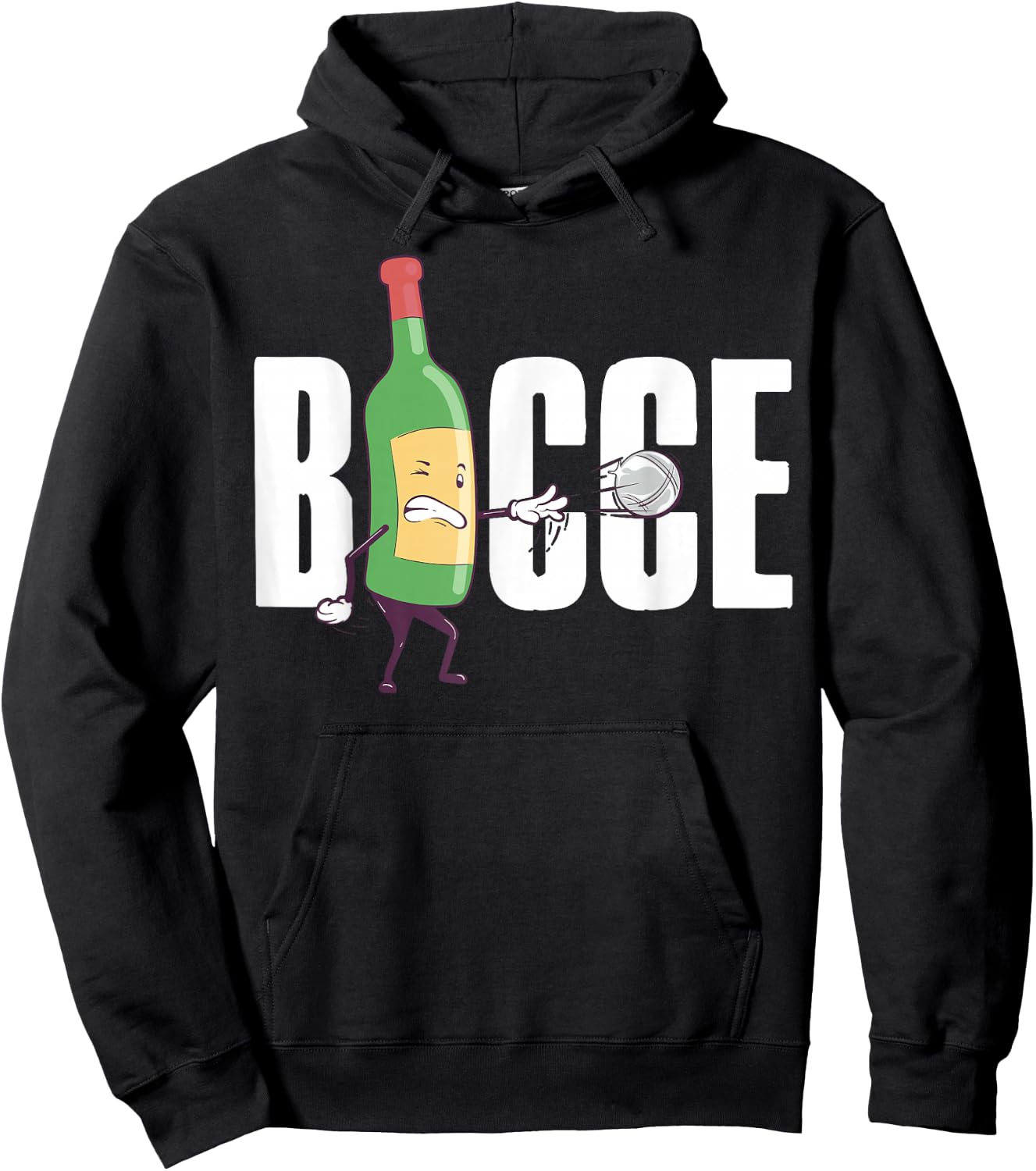 Bocce Wine Bottle Bocce Ball with Jack Bocci Game Bocce Hoodie - Hoodie | Black
