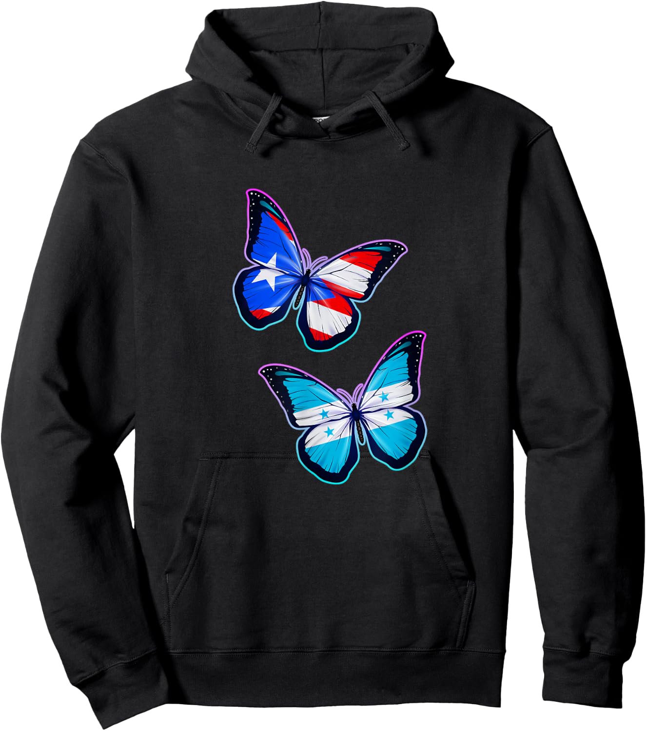Honduras Puerto Rico bicultural roots. Butterfly version Hoodie - Hoodie | Black