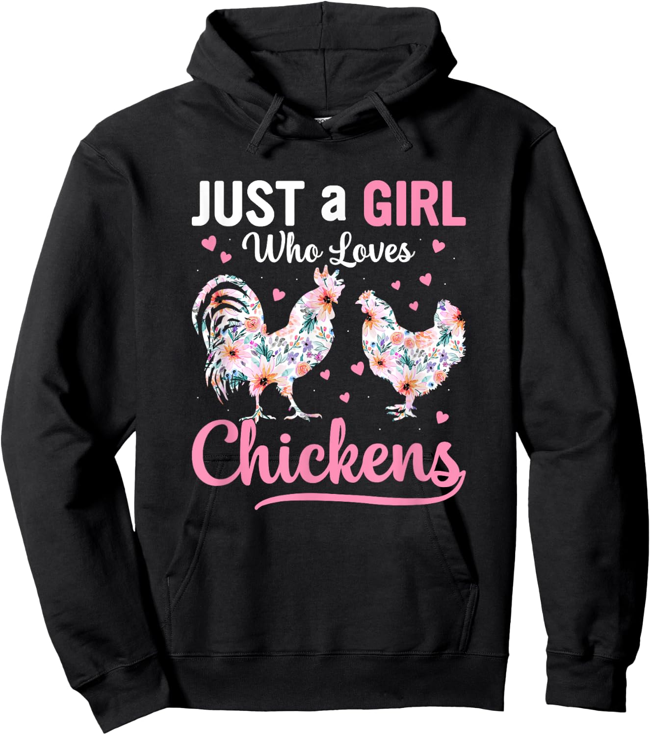 Funny chicken farmer design and girls Hoodie - Hoodie | Black
