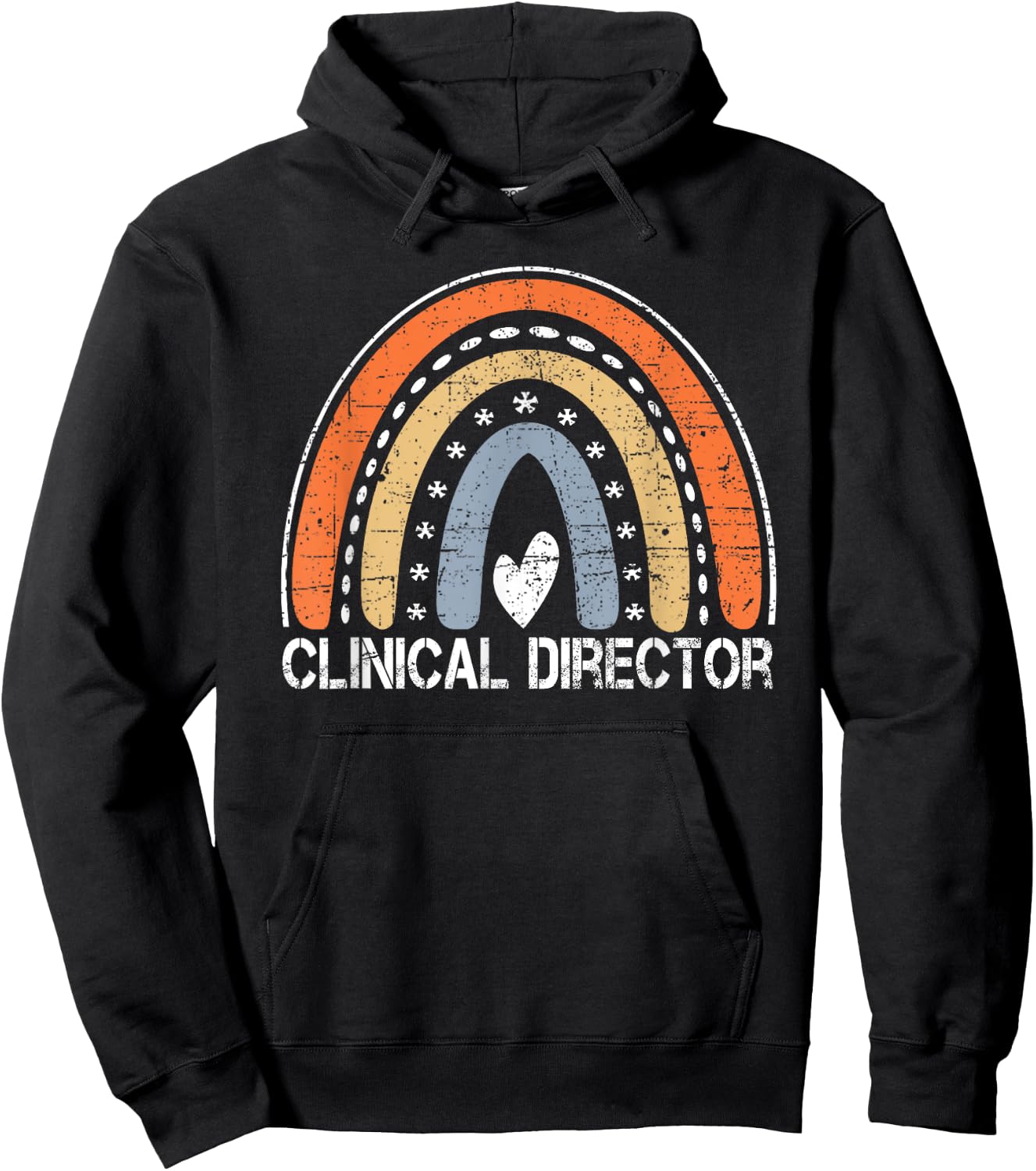 Funny Job Title Worker Vintage Rainbow Clinical Director Hoodie - Hoodie | Black
