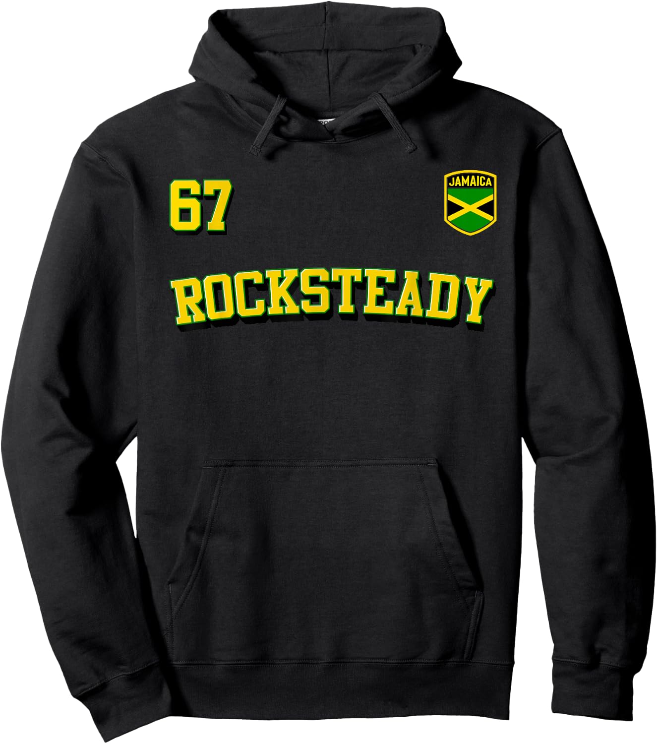 ROCKSTEADY 1967 Vintage Ska Reggae Music Jamaica Flag Jersey Hoodie - Hoodie | Black