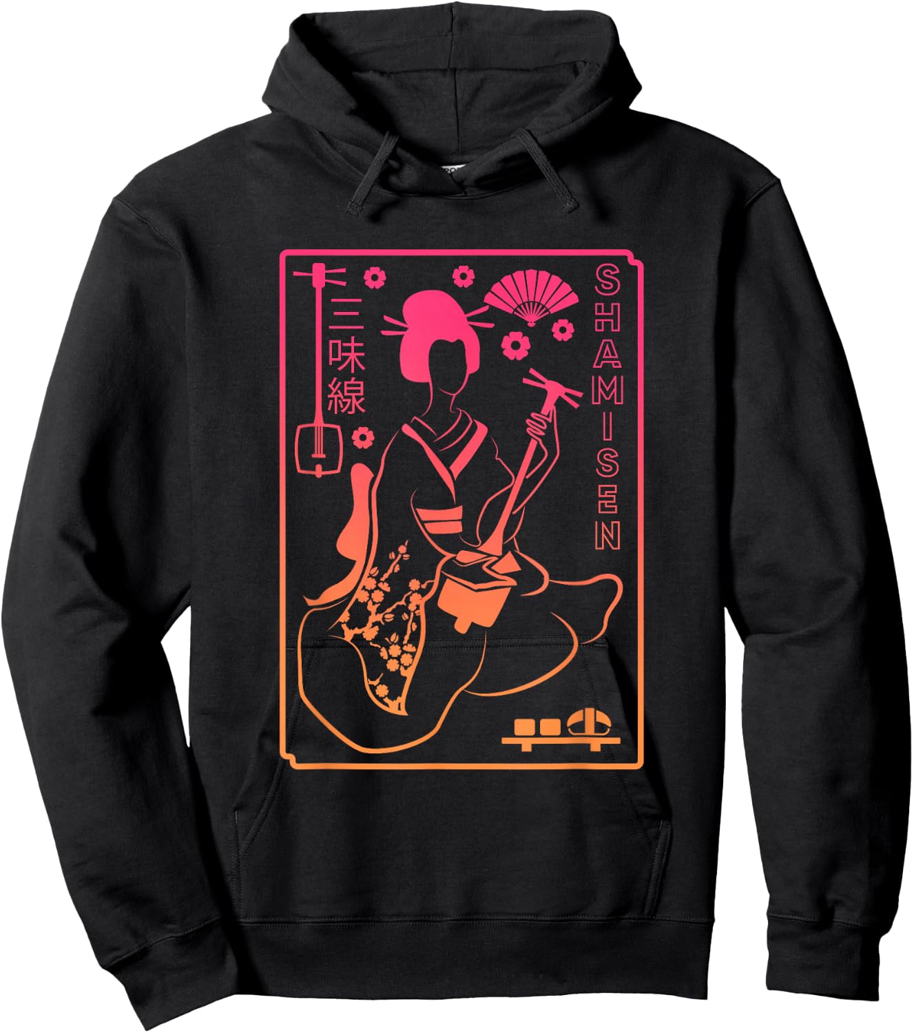 Shamisen | Japanese Culture Geisha | Musical Instrument Hoodie - Hoodie | Black