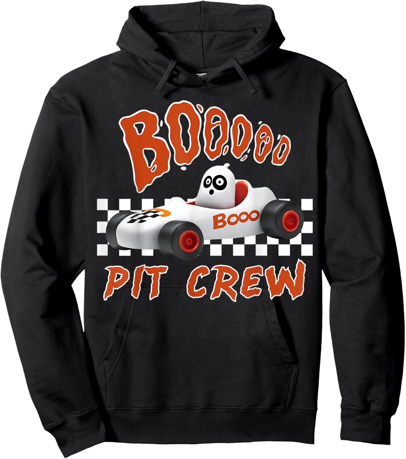 Boo Ghost Pit Crew Racing Halloween Matching Race Car Party Hoodie - Hoodie | Black