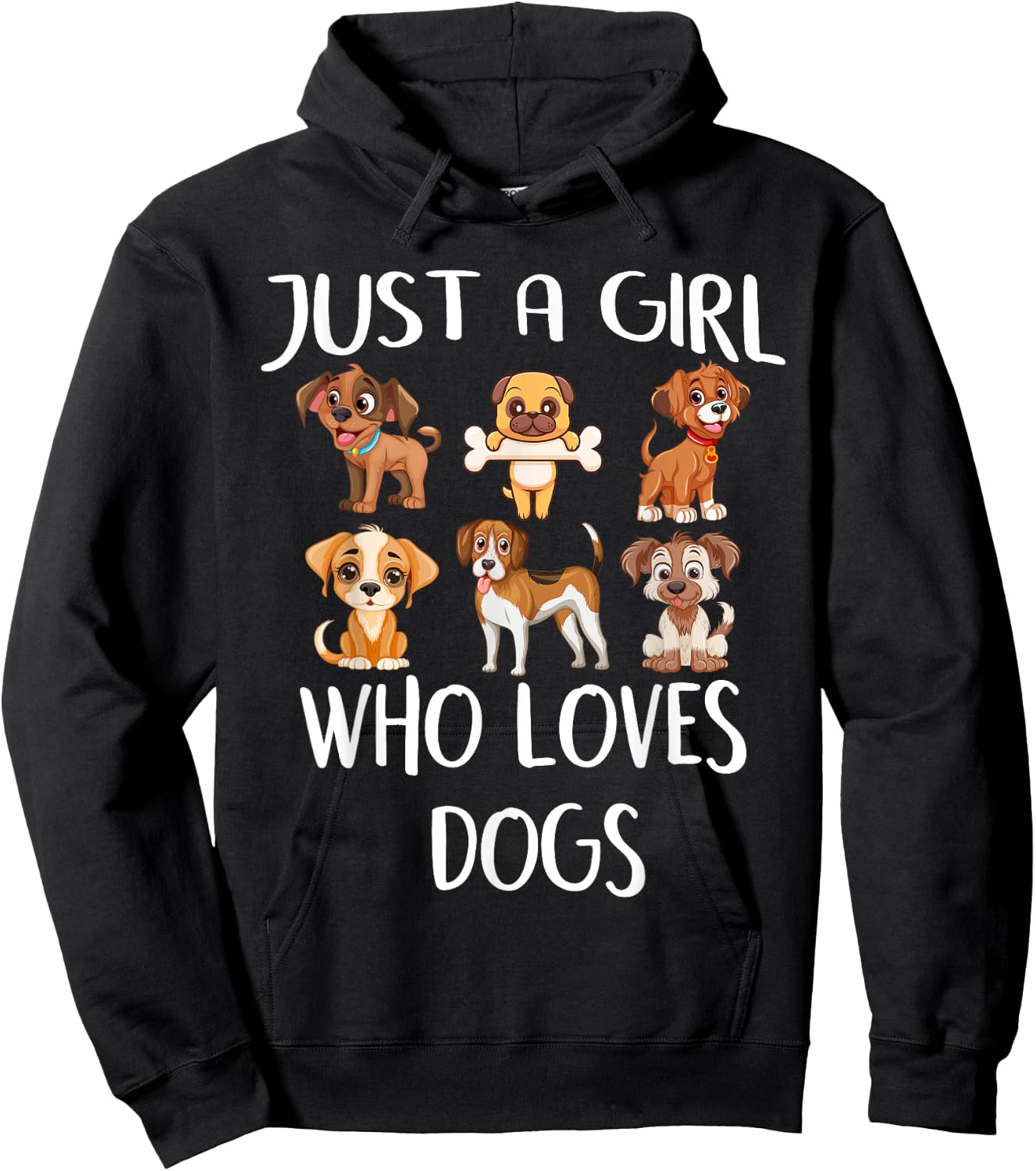 Just A Girl Who Loves Dogs Cute Funny Puppy Lovers Dog Hoodie - Hoodie | Black
