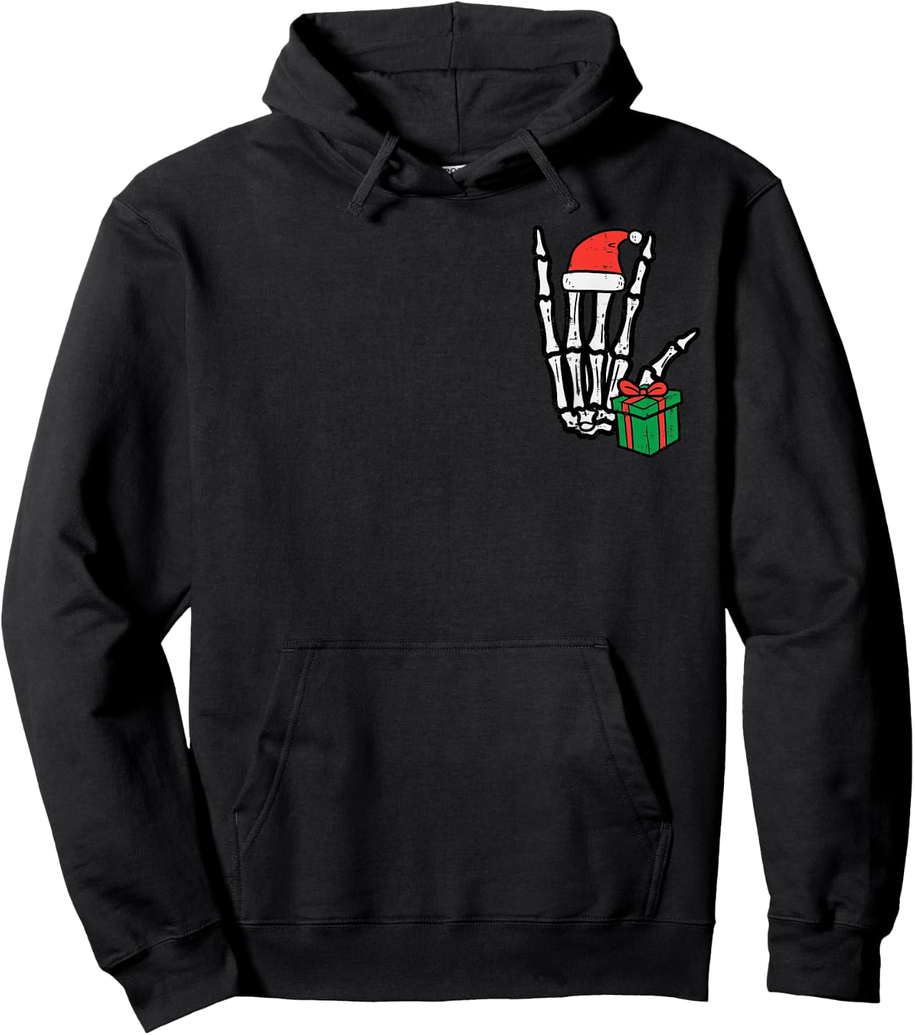 Christmas Rocker Skeleton Hand Pocket Xmas Rock Men Boys Kid Hoodie - Hoodie | Black