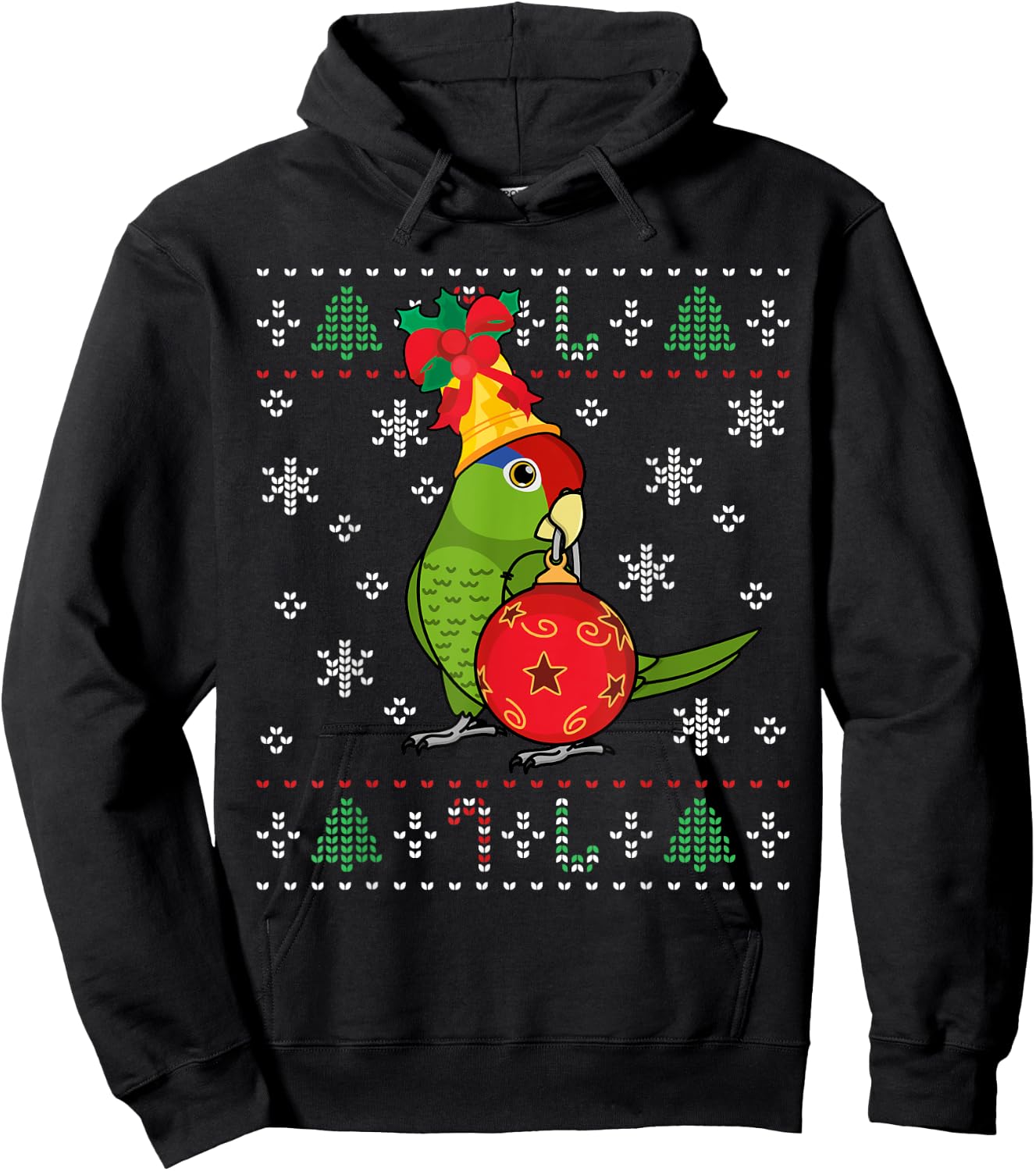 Mexican Red-headed Amazon Parrot I Ugly Christmas Hoodie - Hoodie | Black