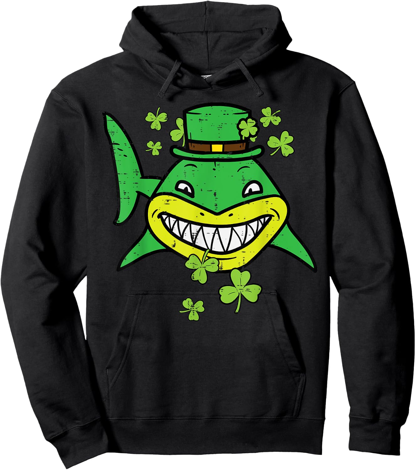 St Patricks Day Shark Saint Paddys Pattys Irish Men Boys Kid Hoodie - Hoodie | Black