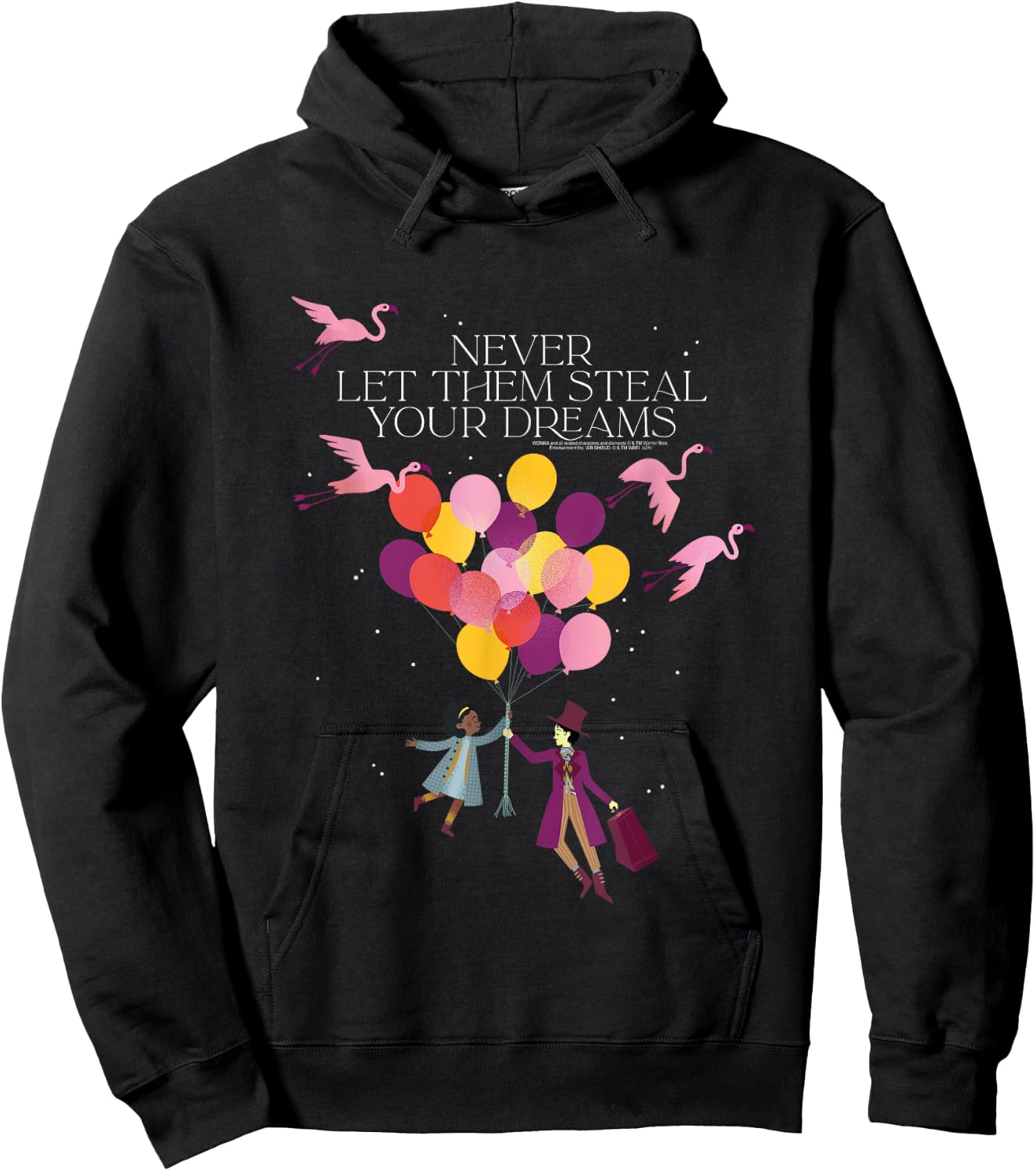 Wonka Movie Noodle and Wonka Balloon Silhouettes Hoodie - Hoodie | Black