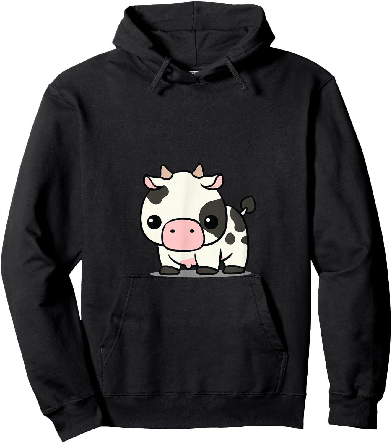 Chibi Kawaii Cow Farmer Farm Animal Lover Hoodie - Hoodie | Black