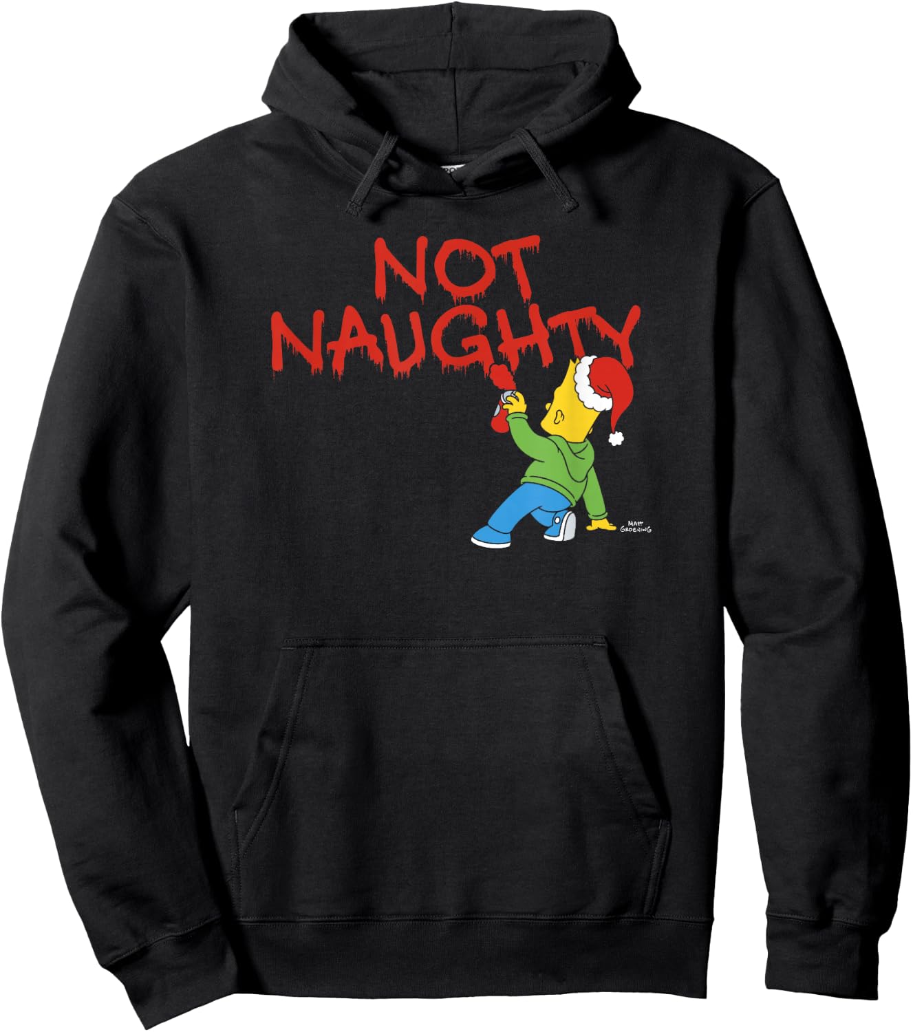The Simpsons Christmas Bart Graffiti Not Naughty V2 Hoodie - Hoodie | Black