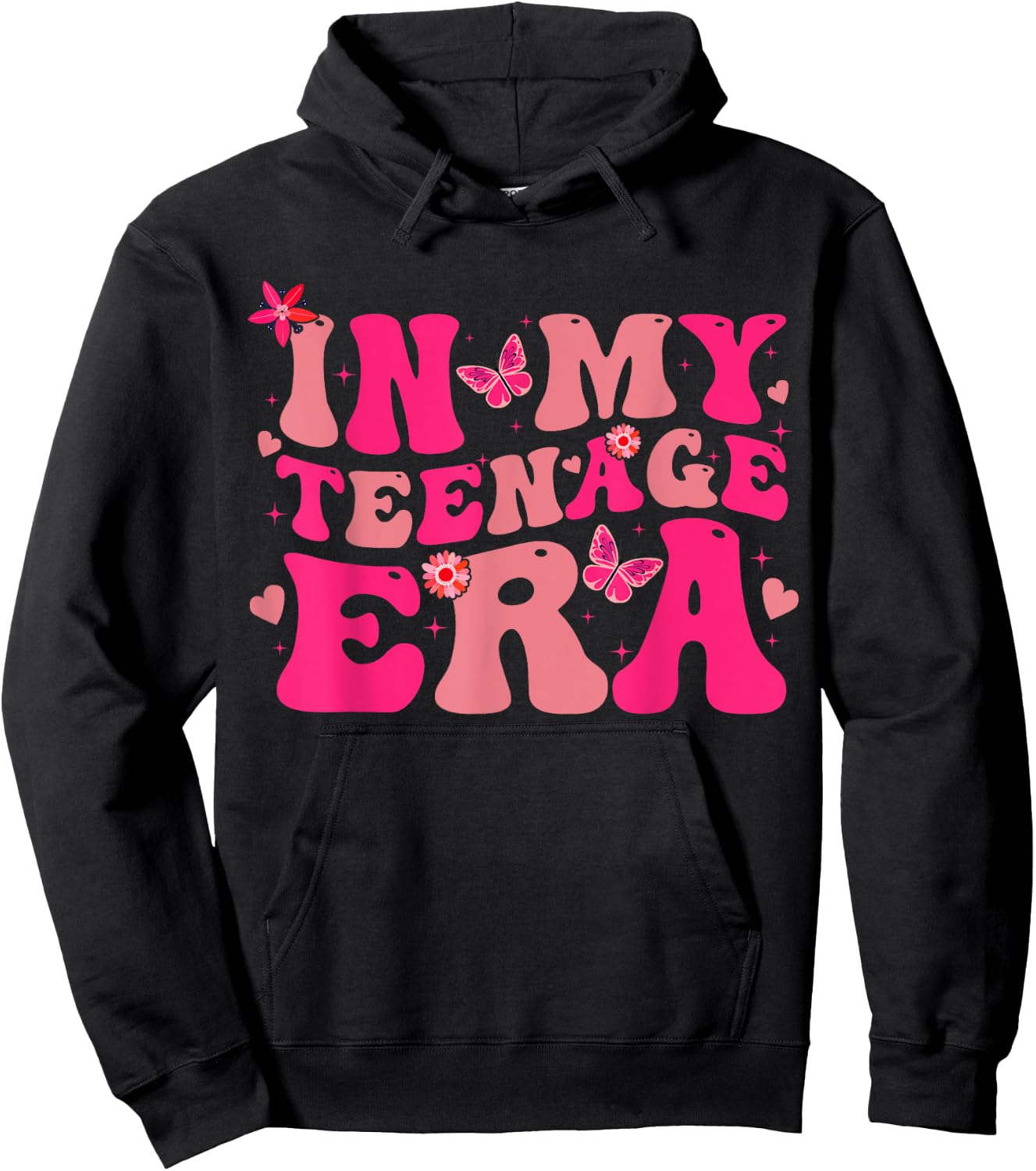 In My Teenage Era Retro Groovy 13 to 19 years Teenager Hoodie - Hoodie | Black