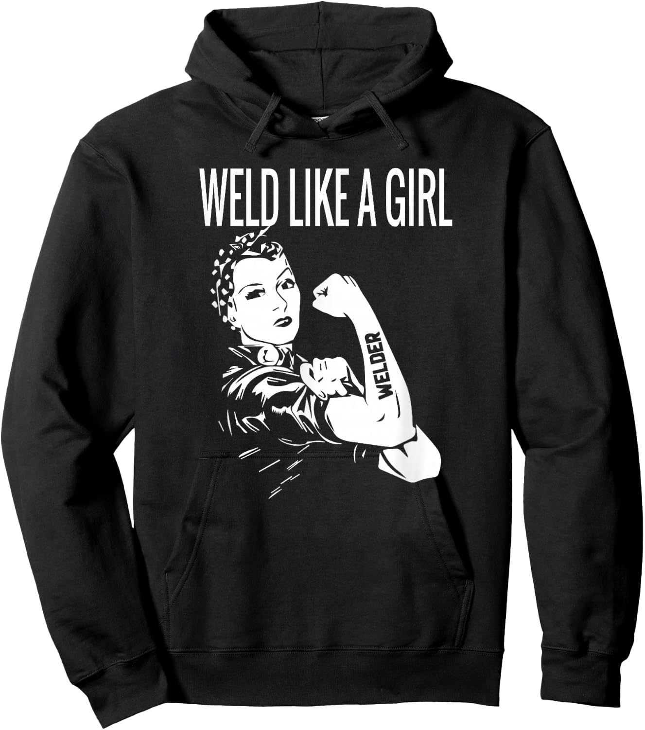 Weld Like A Girl Welder Woman Welding Wife Metal Hoodie - Hoodie | Black