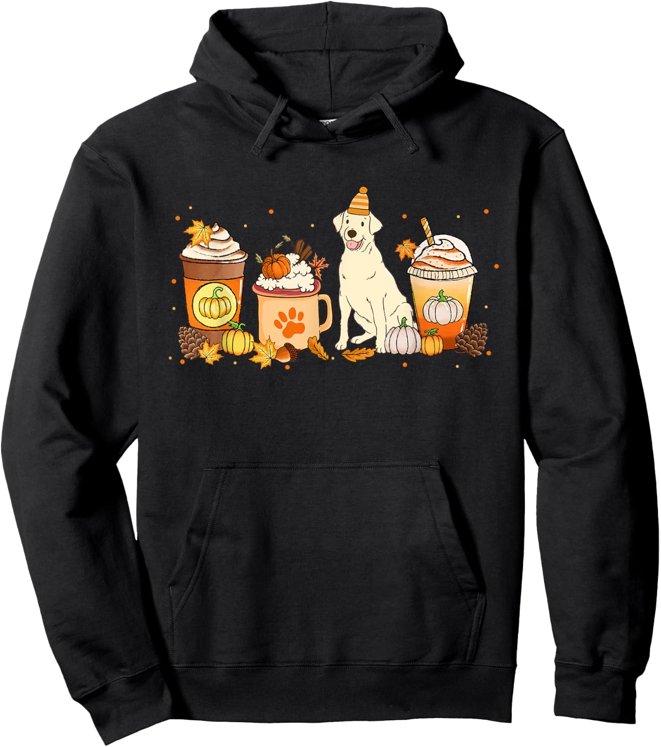 Labrador Retriever Coffee Pumpkin Spice Fall Thanksgiving Hoodie - Hoodie | Black