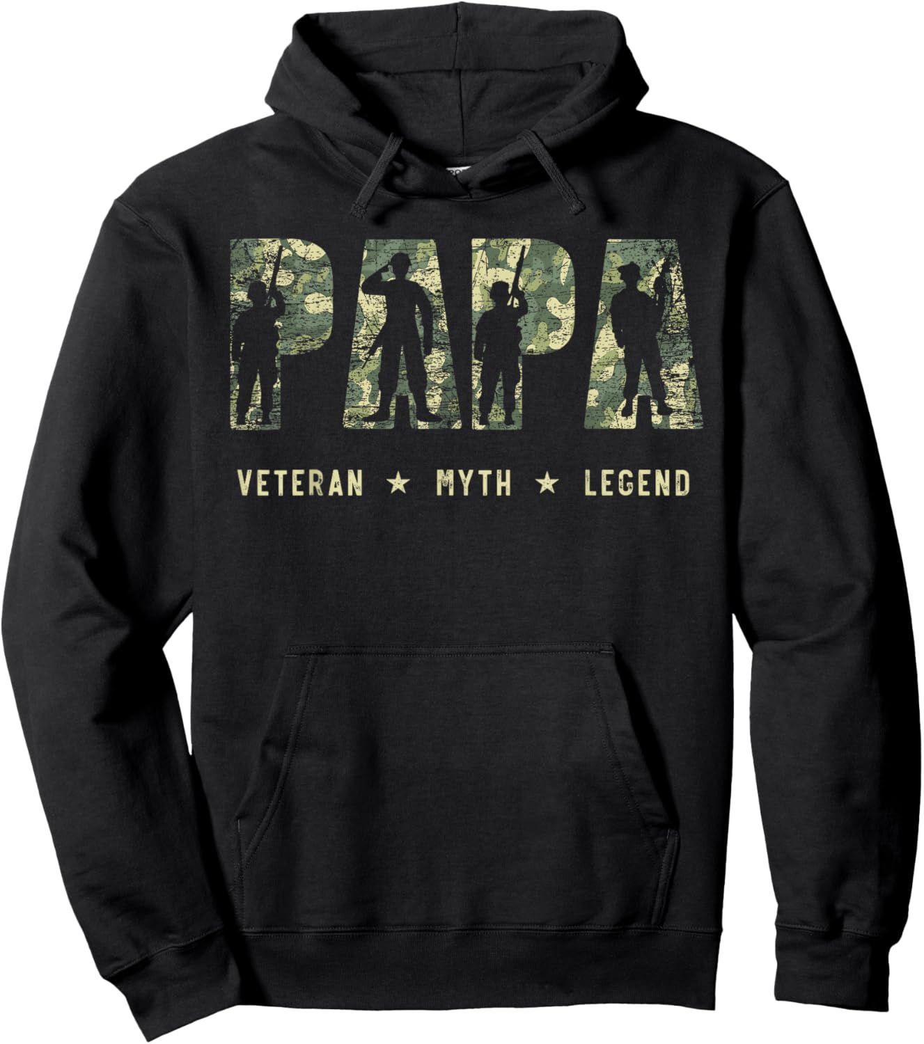 Papa Veteran Myth Legend American Flag Father's Day Hoodie - Hoodie | Black