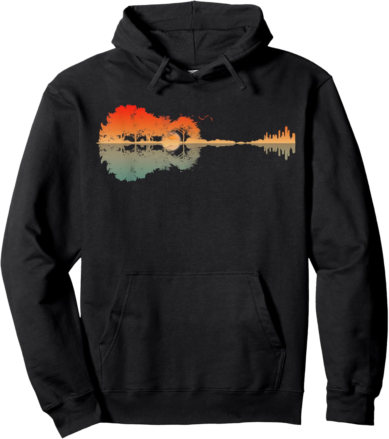 Vintage Guitar Forest Music Guitar Lover Guitarist Men Women Hoodie - Hoodie | Black