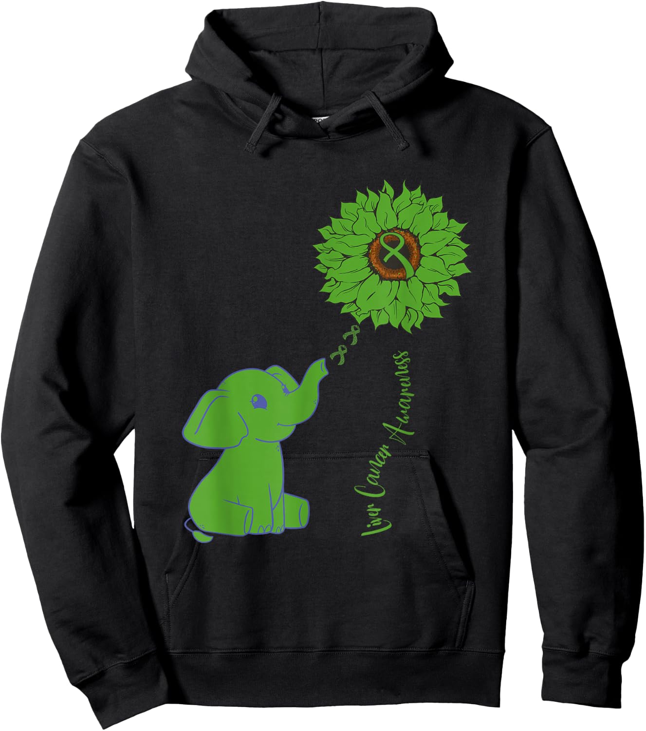 Elephant Sunflower Ribbon Liver Cancer Awareness Warrior Hoodie - Hoodie | Black