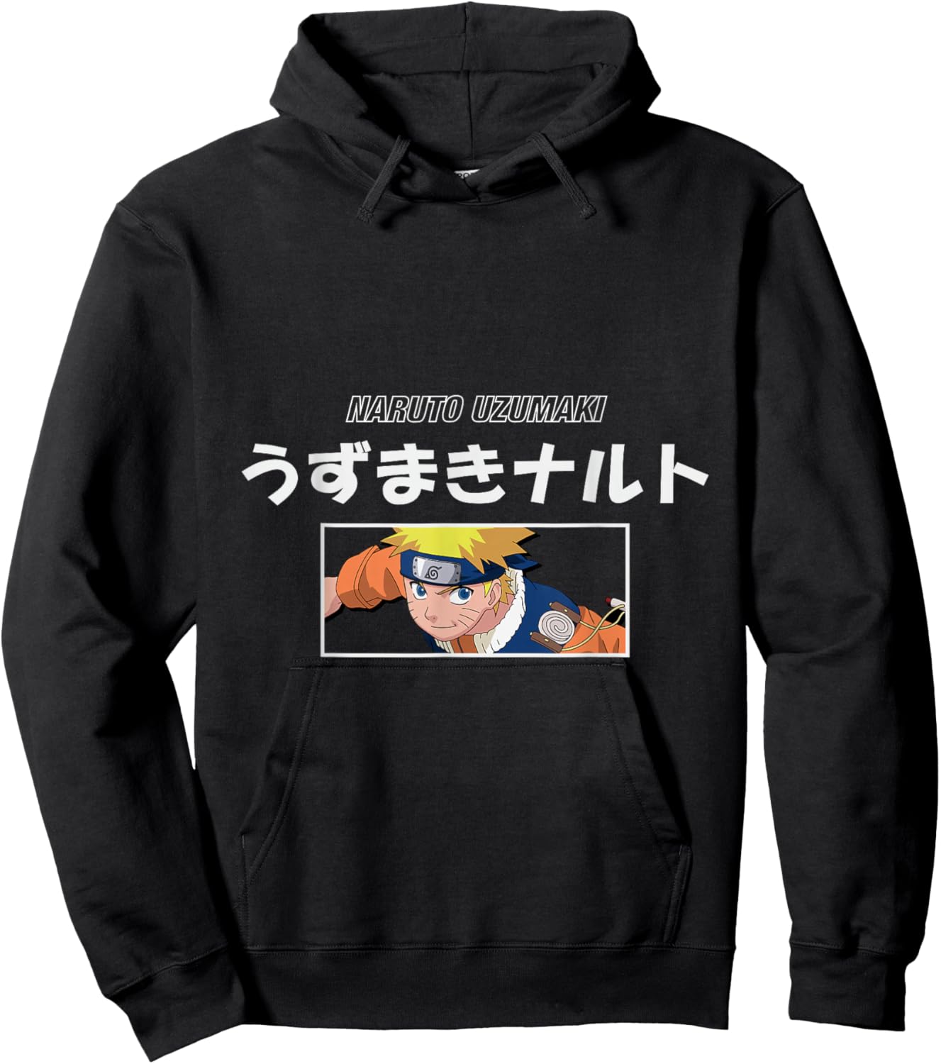 Naruto Classic Naruto Uzumaki Kanji Letters Hoodie - Hoodie | Black