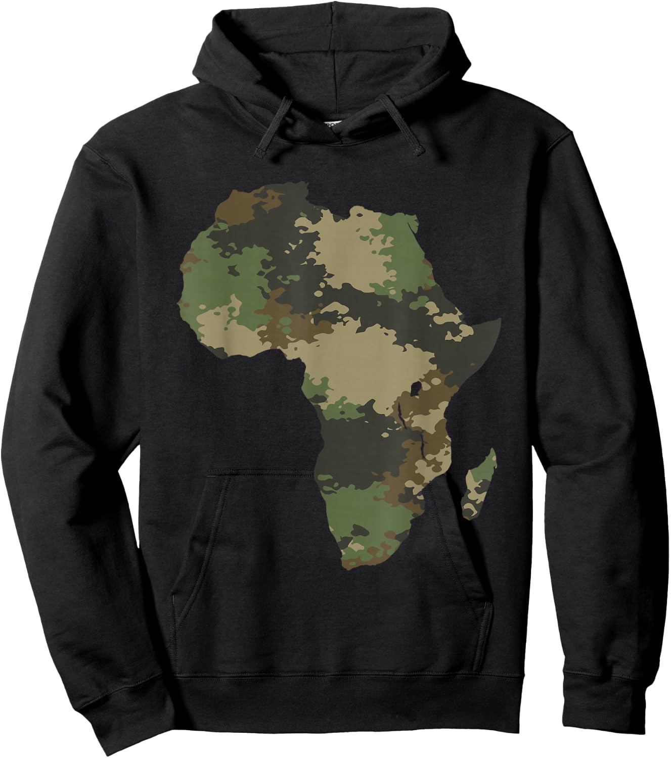 Africa Continent Map Camo Pattern African Defense Safari Hoodie - Hoodie | Black