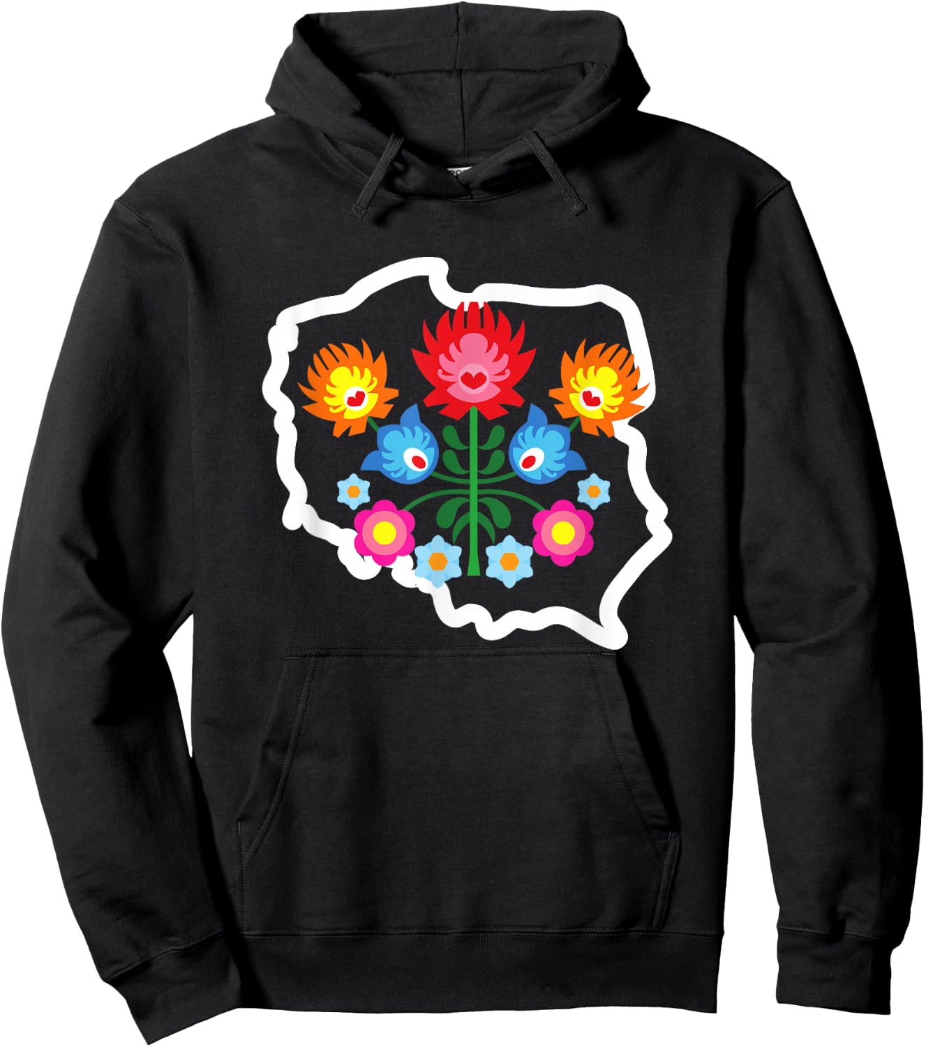 Polish Folk Flower Art Poland Polska Polish Pride Souvenir Hoodie - Hoodie | Black