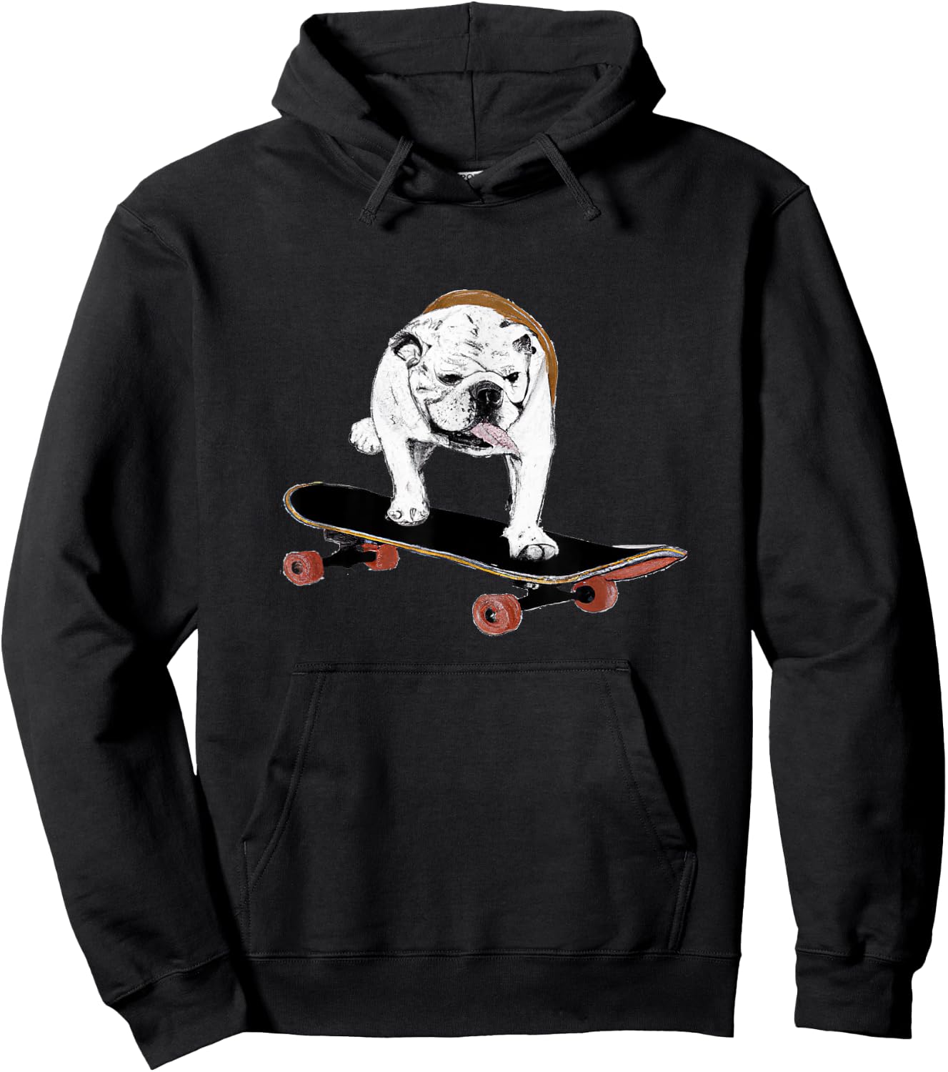 English Bulldog on a Skateboard Women Kids Hoodie - Hoodie | Black