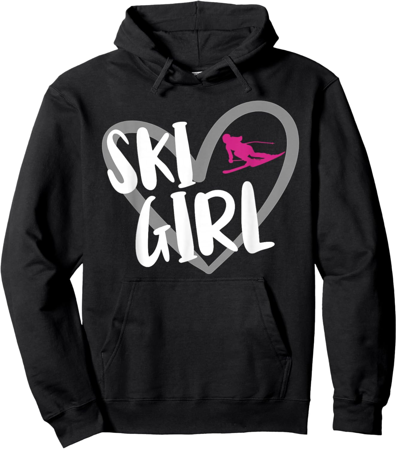 Ski Girl Heart Funny Skiing For Skiers Hoodie - Hoodie | Black