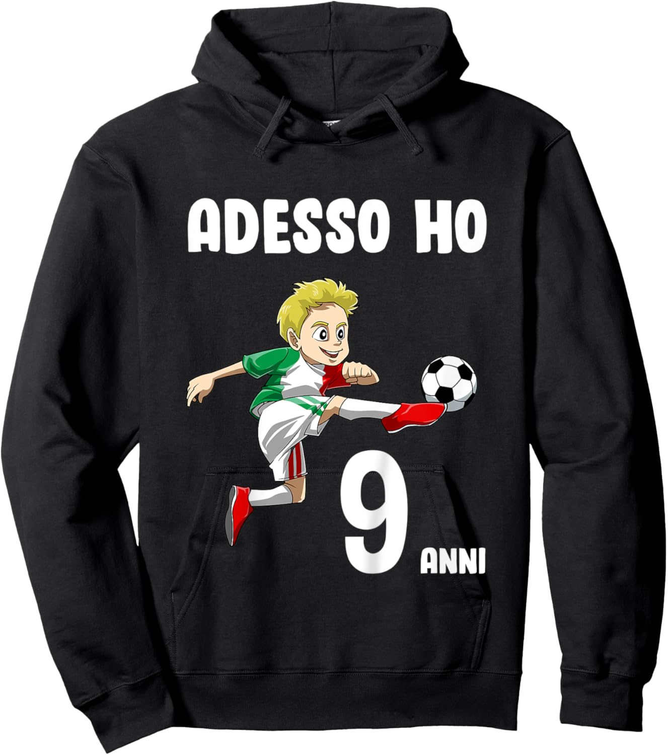 Kids 9 Birthday Football Italy Boys - Gift of 9 Years Hoodie - Hoodie | Black
