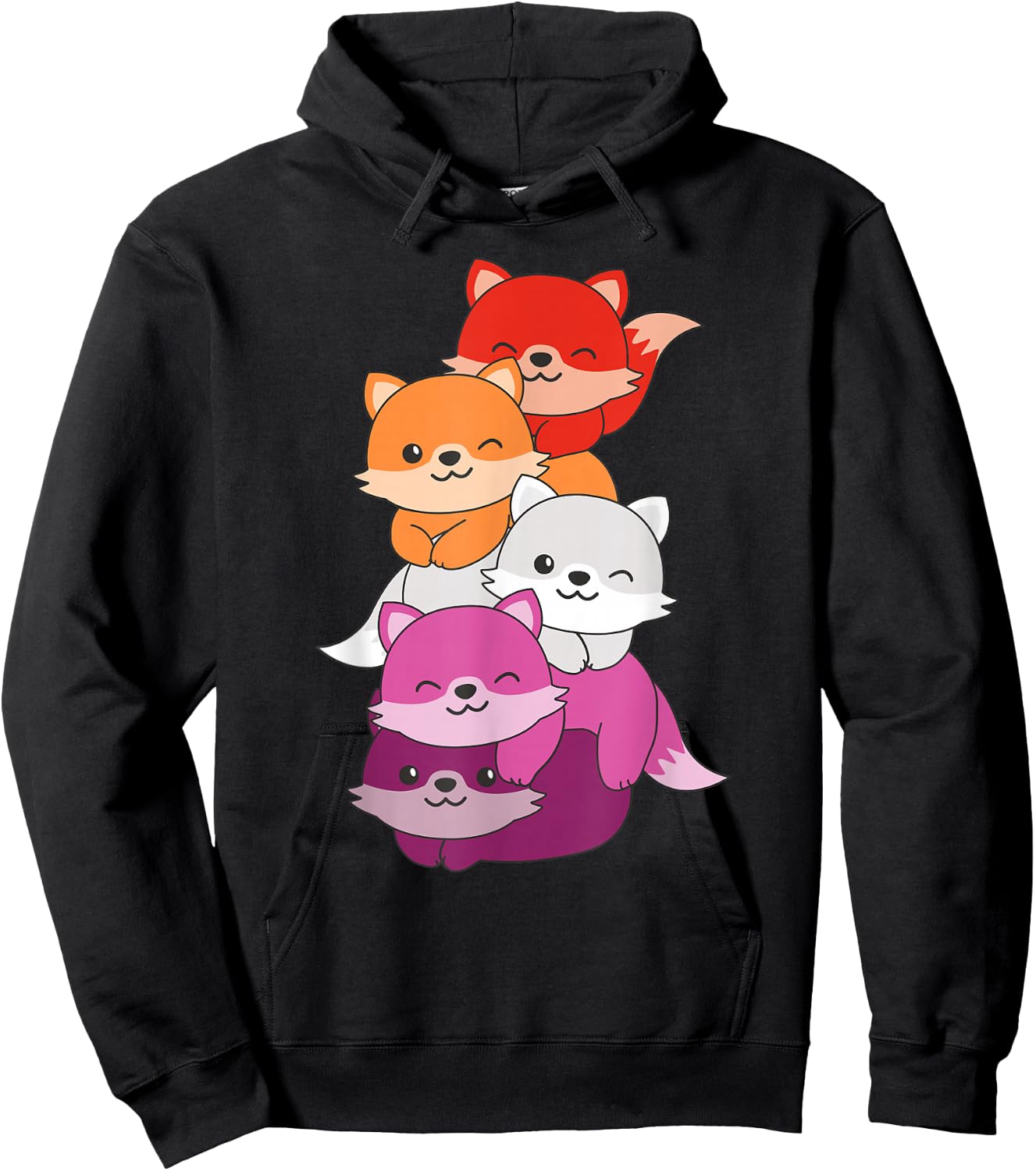 Lesbian Flag Pride Month Lgbtq Lesbian Fox Hoodie - Hoodie | Black