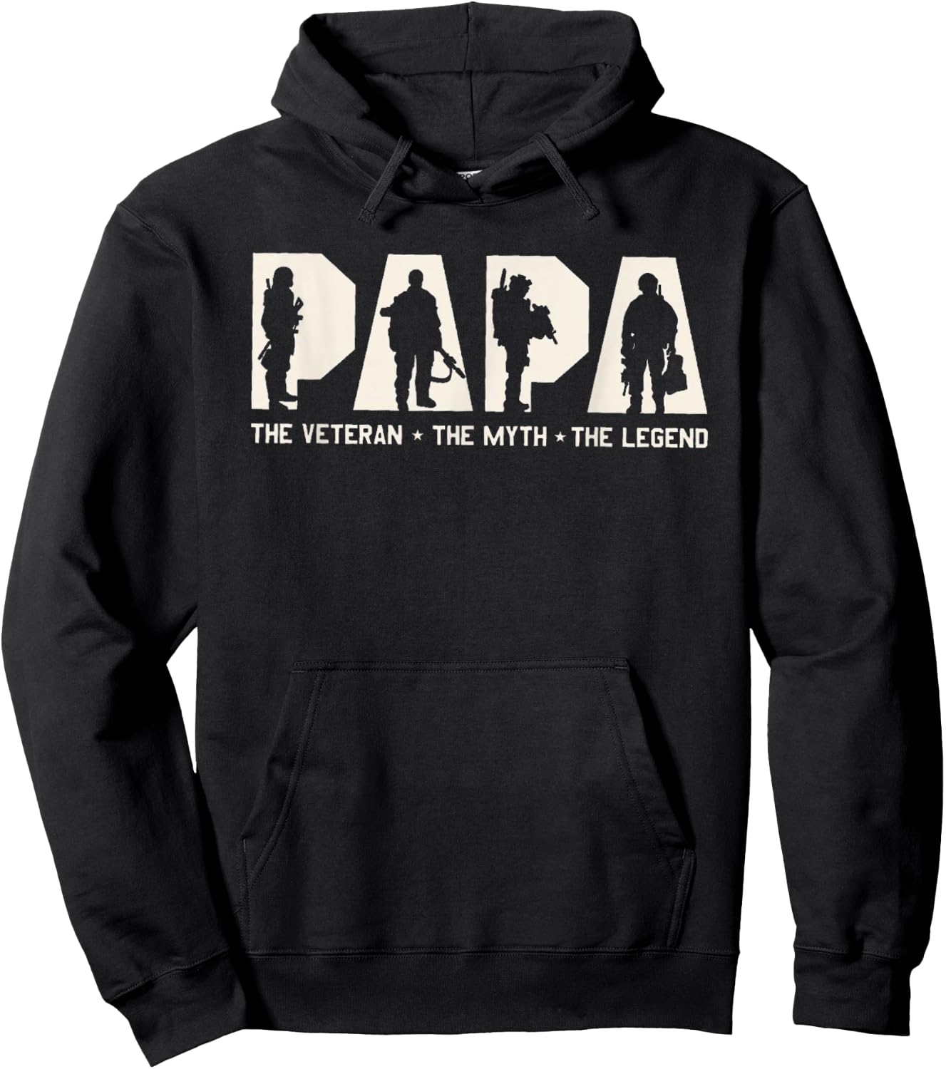 Papa Veteran The Myth The Legend Father's Day Grandpa Hoodie - Hoodie | Black