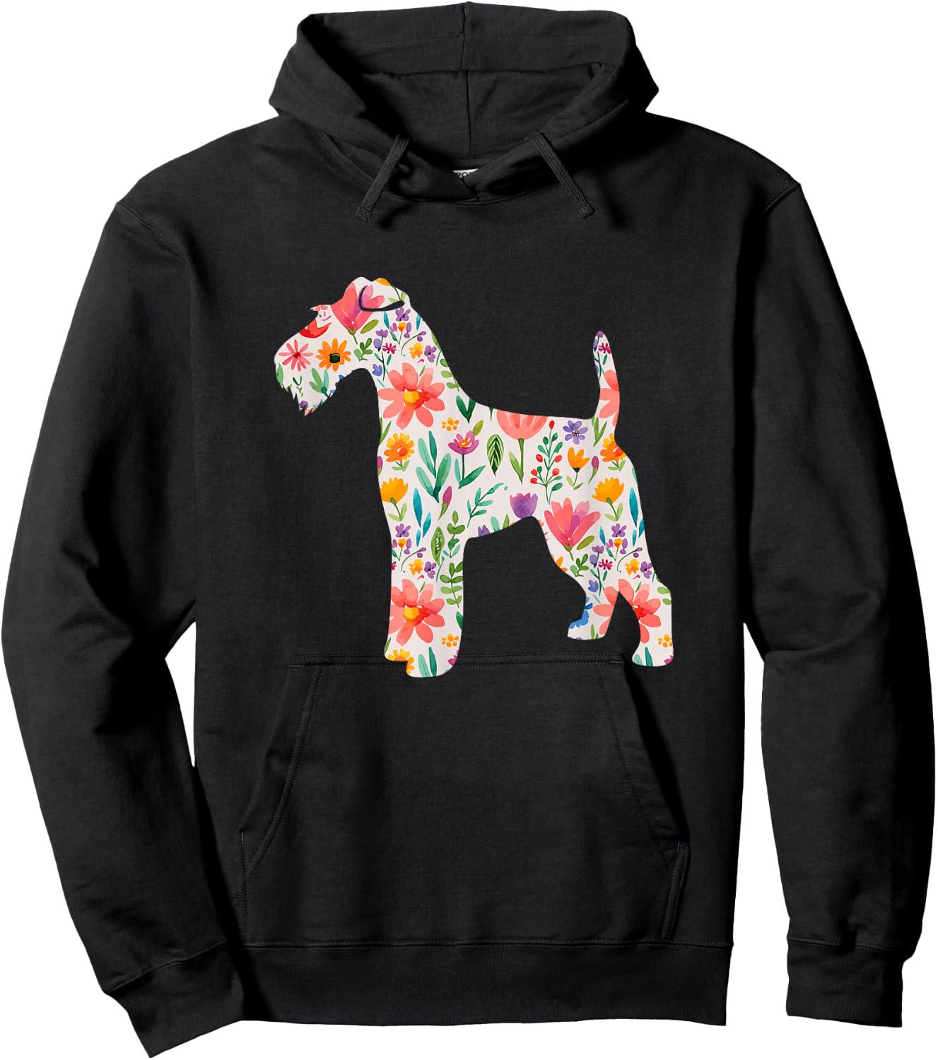 Wire Fox Terrier watercolor flowers design Hoodie - Hoodie | Black