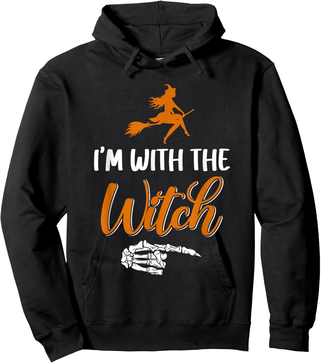 Funny Halloween I'm With The Witch Skeleton Hand Men Women Hoodie - Hoodie | Black