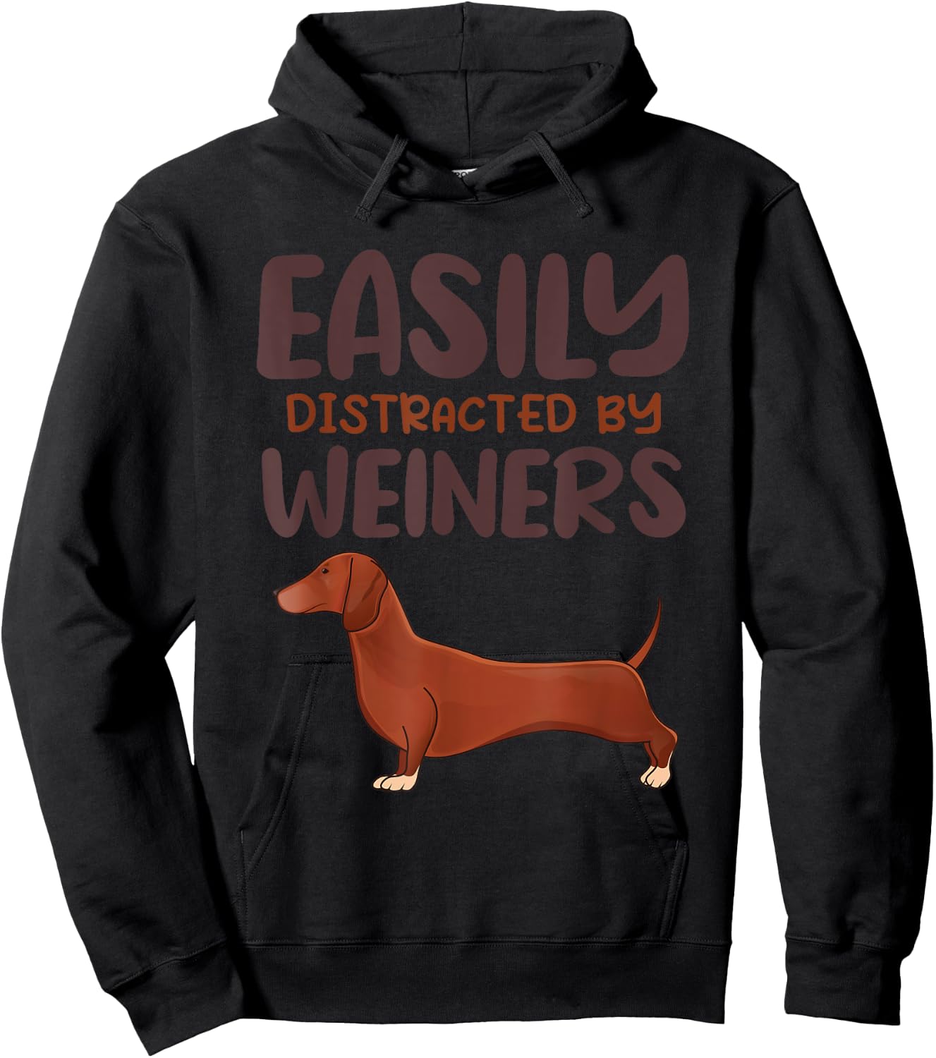 Funny Easily Distracted By Weiners Cute Dachshund Lover Hoodie - Hoodie | Black