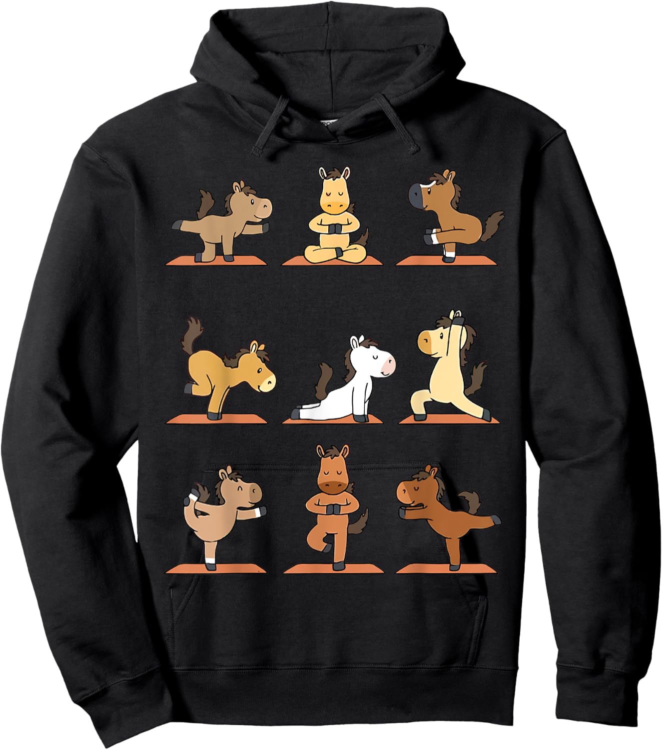 Funny Horses Yoga Horse Namaste Horse Exercise Hoodie - Hoodie | Black