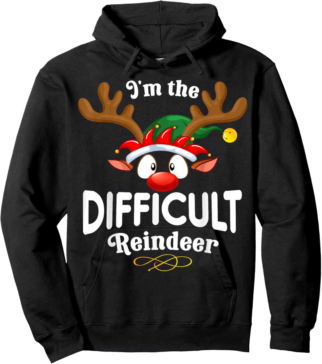 99 Gifts Christmas Family Matching Reindeer Outfit - Difficult XMas Reindeer Matching - -Adults - Black - Small - Short Sleeve - Cotton 65%, Polyester 35% Hoodie - Hoodie | Black