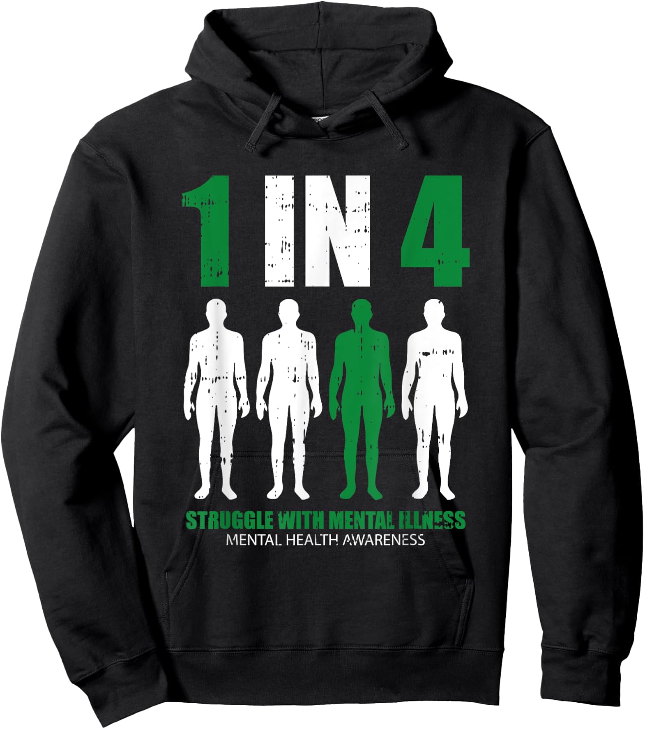 1 In 4 Struggle With Mental Illness Mental Health Awareness Hoodie - Hoodie | Black