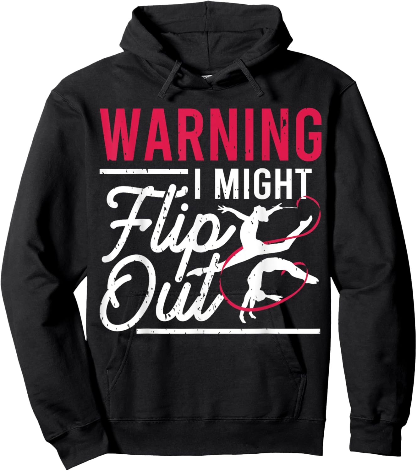 Warning I Might Flip Out Funny Gymnast Gymnastics Pun Outfit Hoodie - Hoodie | Black