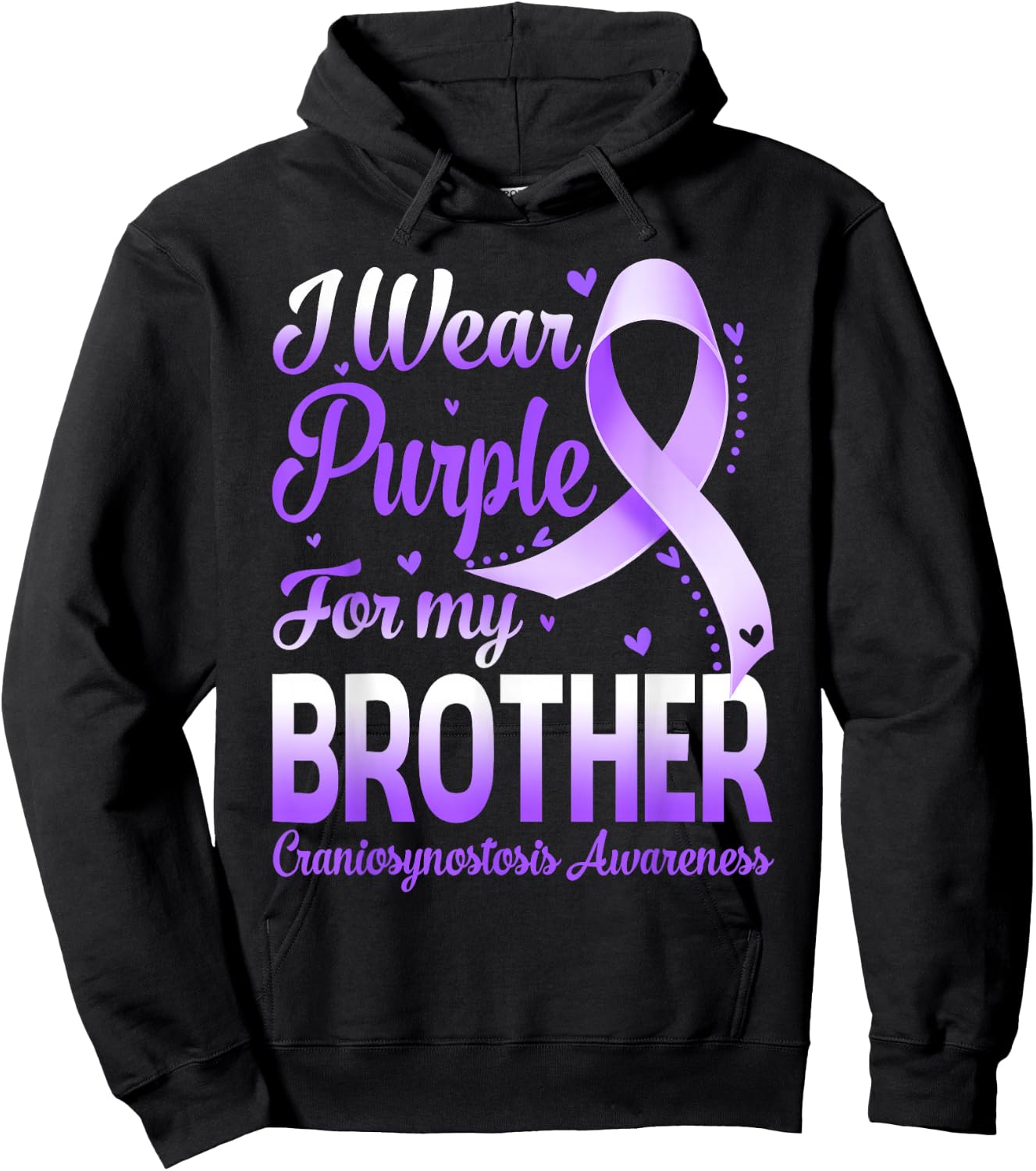I Wear Purple For My Brother Craniosynostosis Awareness Hoodie - Hoodie | Black