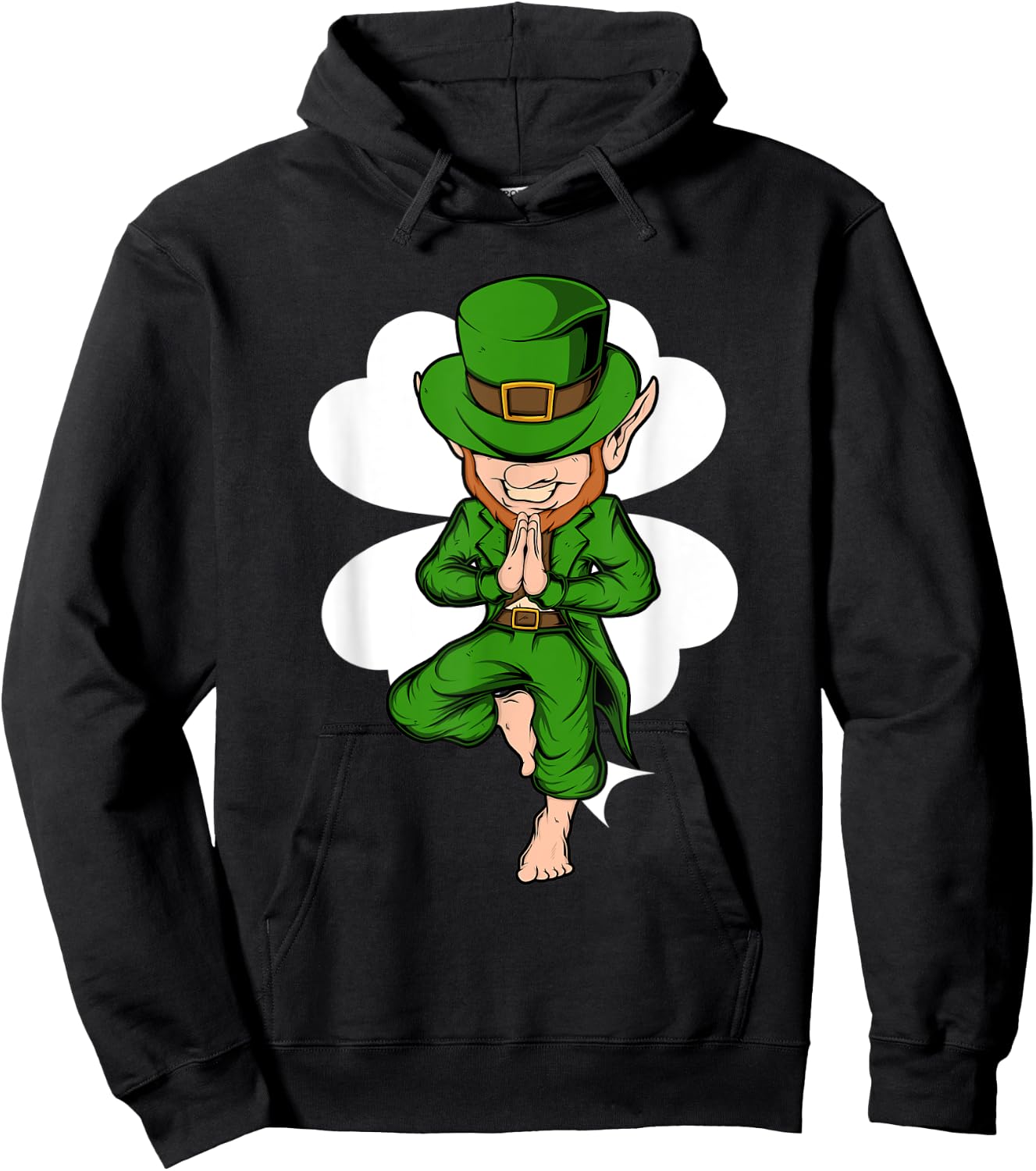 Yoga Pose Leprechaun St. Patrick's Day Yoga Hoodie - Hoodie | Black