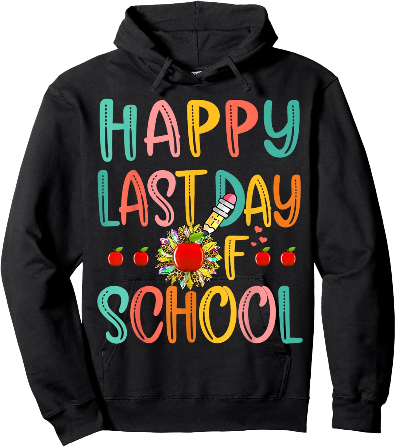 Happy Last Day of School Teachers Tie Dye Sunflower 2023 Women Kids Hoodie - Hoodie | Black