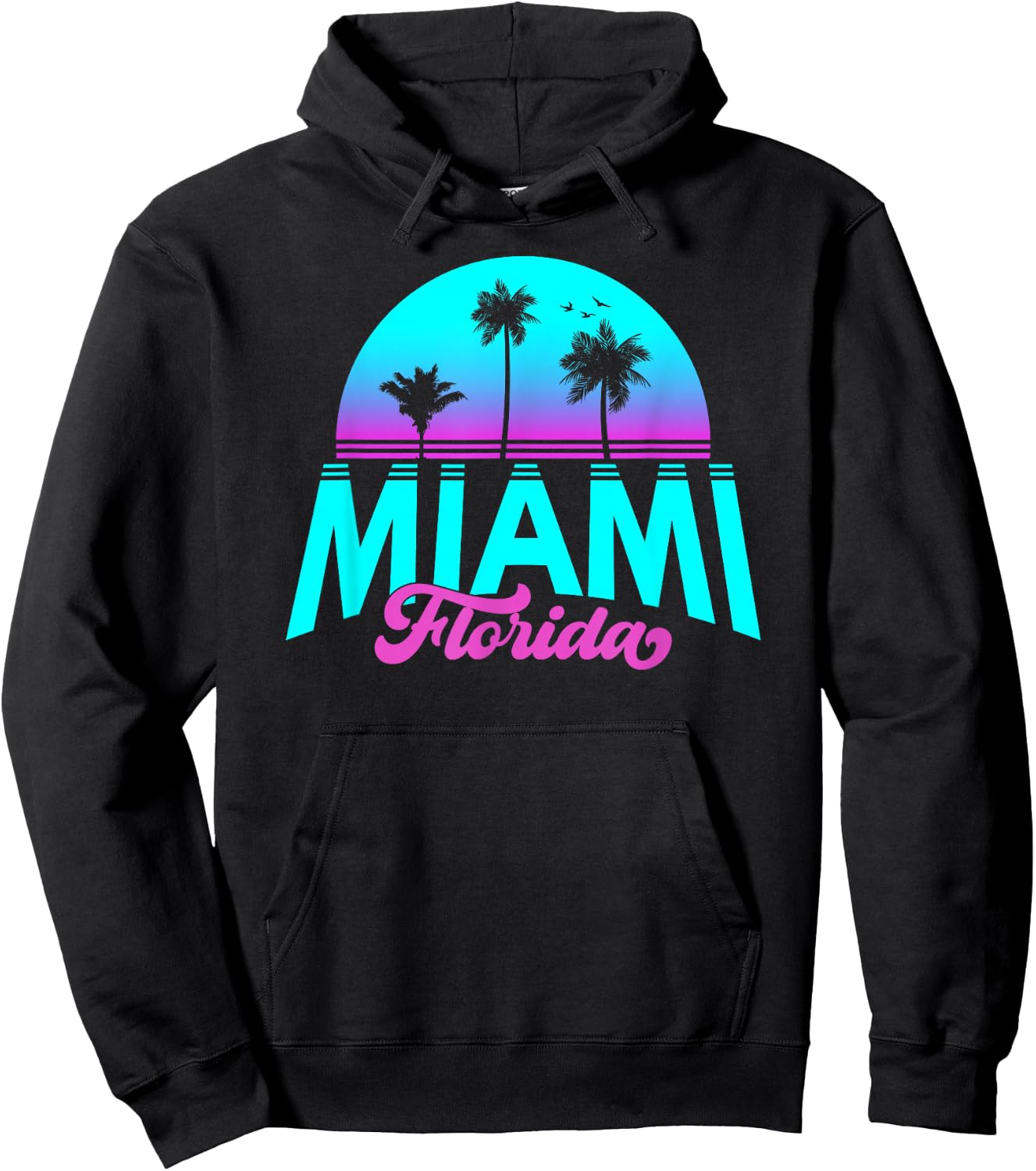 Miami Florida Retro Vintage Sunset Hoodie - Hoodie | Black