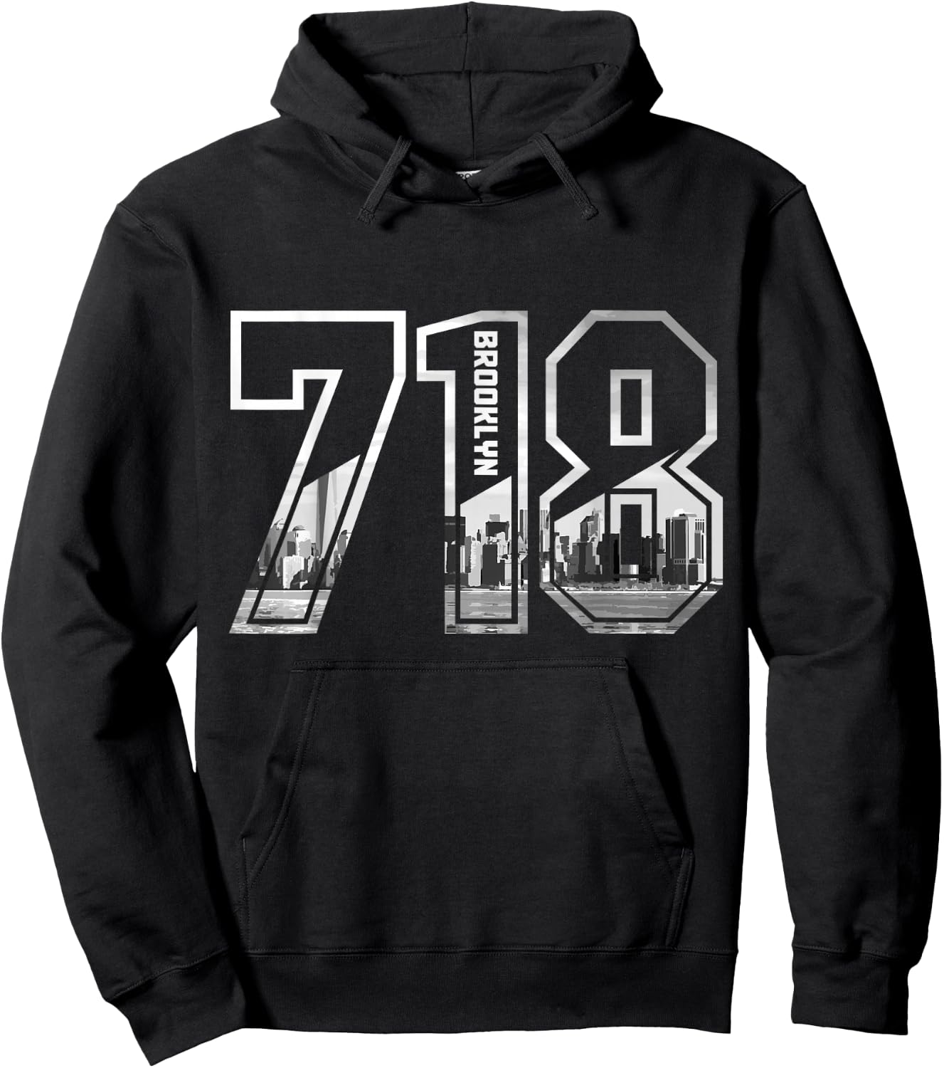 Brooklyn NY 718 Area Code Pride New York City Bronx Vintage Hoodie - Hoodie | Black