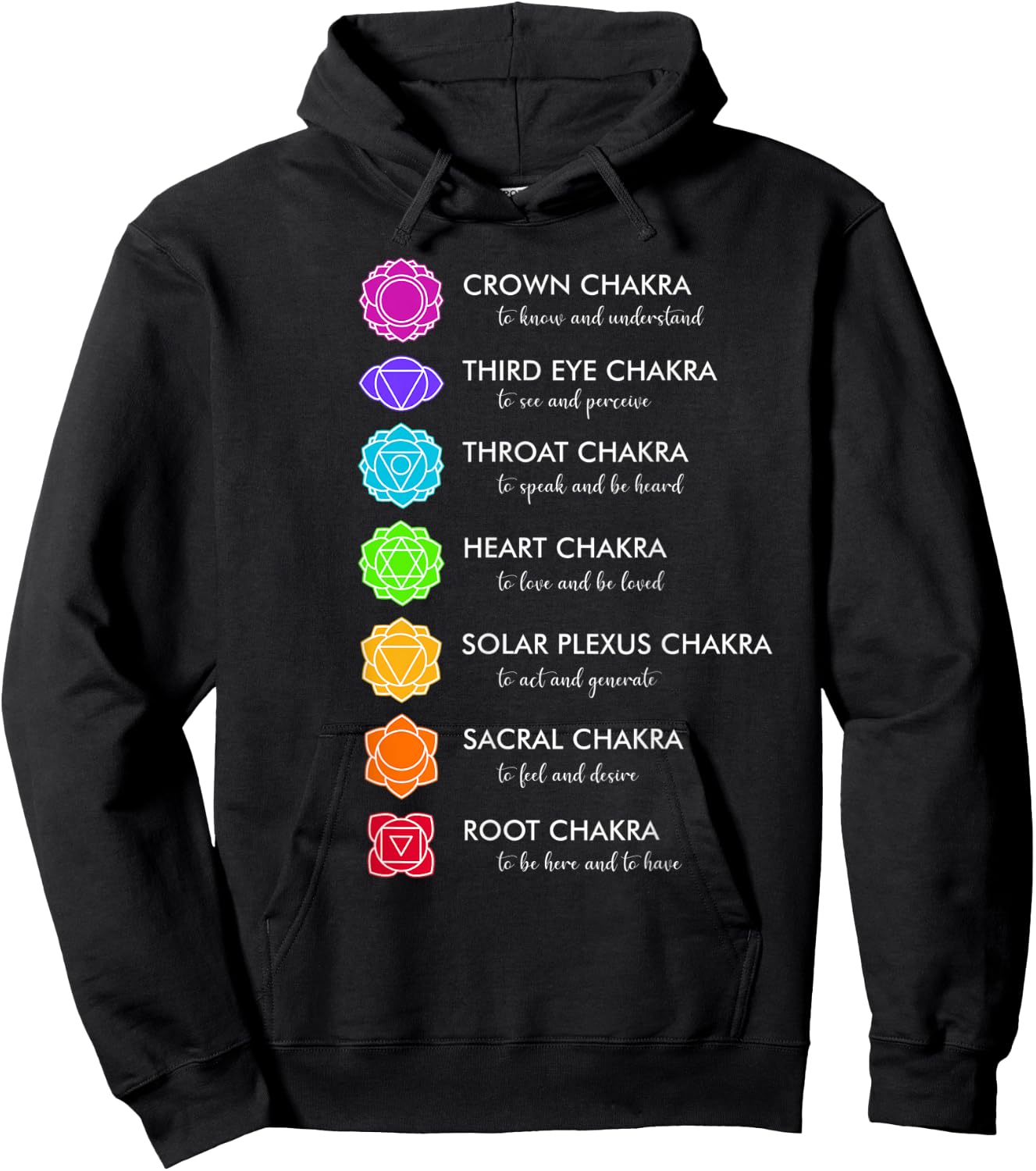 Seven Chakra Symbols Hoodie - Hoodie | Black