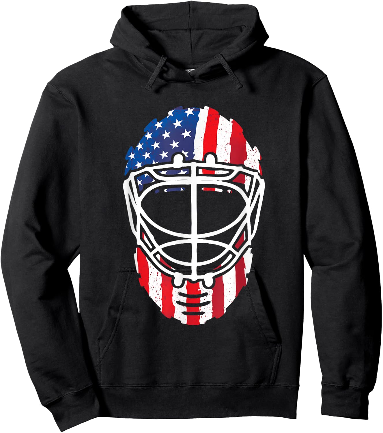 USA American Flag Vintage Hockey Goalie Mask 4th of July Men Hoodie - Hoodie | Black