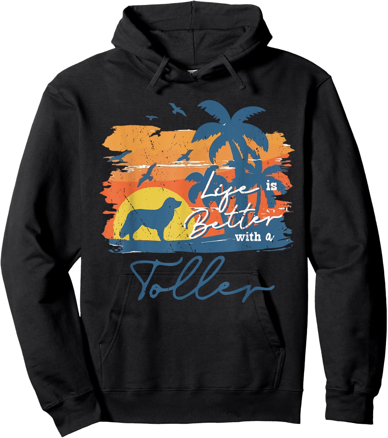 Nova Scotia Duck Tolling Retriever Toller Life is Better Vin Hoodie - Hoodie | Black