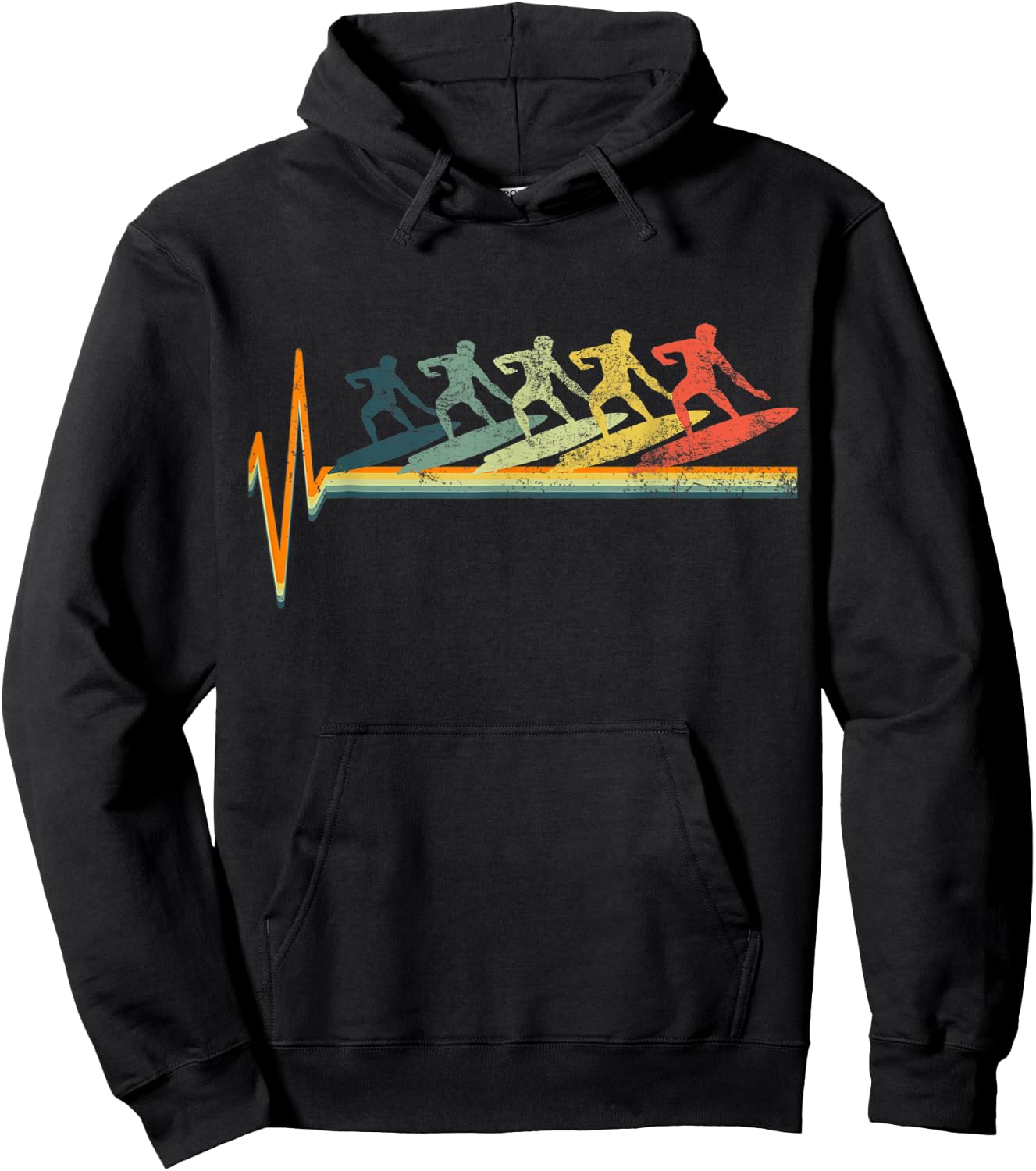 Surfer Vintage Wave Surfing Retro 70s 80s Beach Surf Lover Women Kids Hoodie - Hoodie | Black