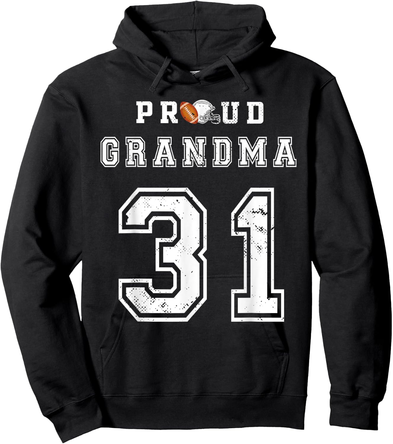 Custom Proud Football Grandma Number 31 Personalized Hoodie - Hoodie | Black