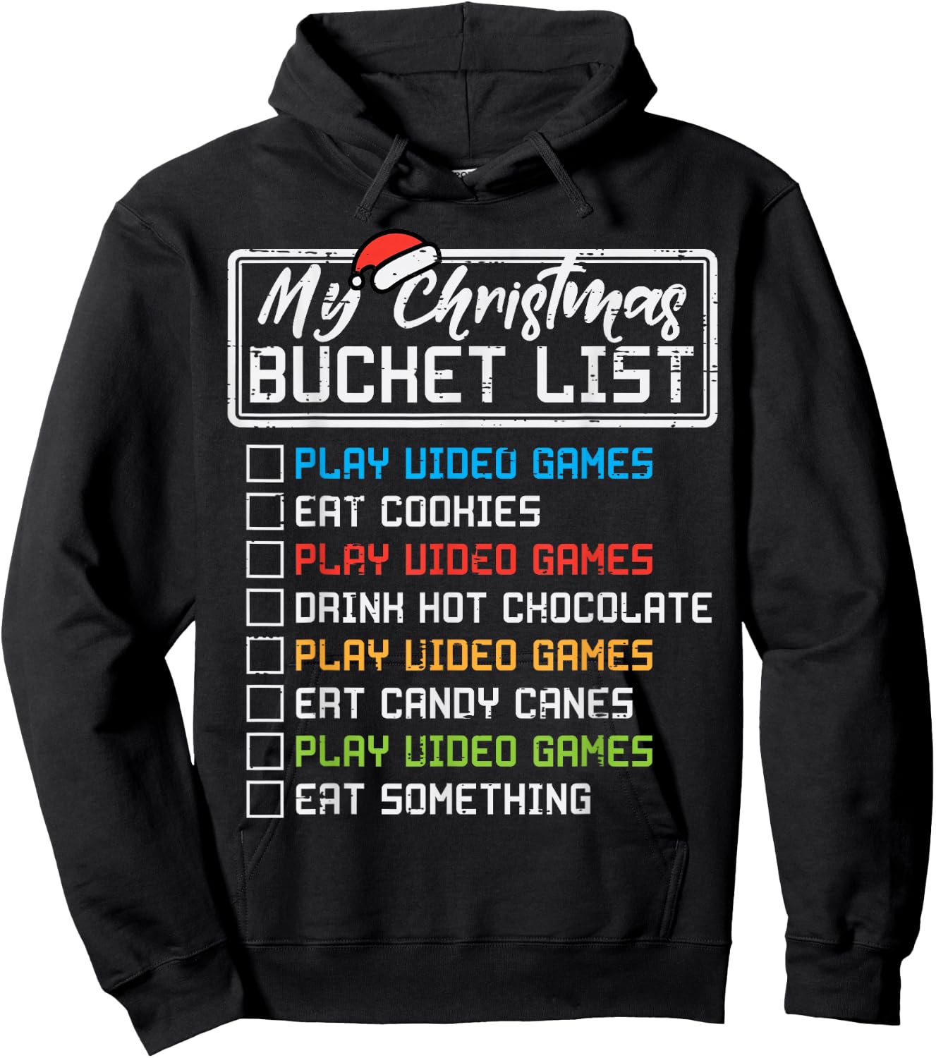 Christmas Bucket List Video Games Xmas Gamer Boys Kids Men Hoodie - Hoodie | Black