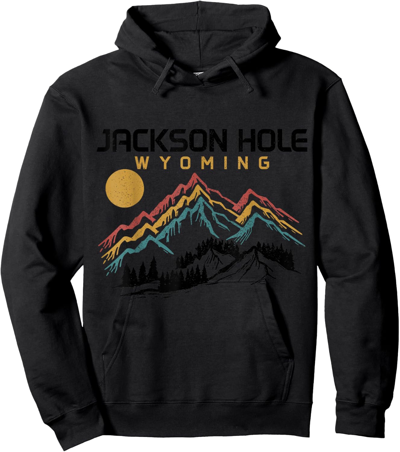 Jackson Hole Wyoming Ski Snowboard Winter Vintage Mountains Hoodie - Hoodie | Black